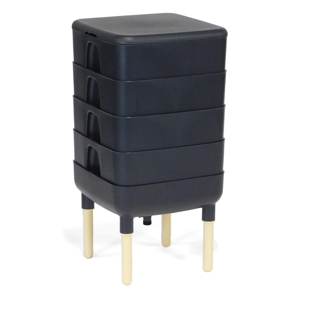 FCMP Outdoor 4-Tray Worm Composter - Essential Living Compost Bin for Organic Waste, Black | Perfect for Home Gardening, Sustainable Composting & Eco-Friendly Lifestyle