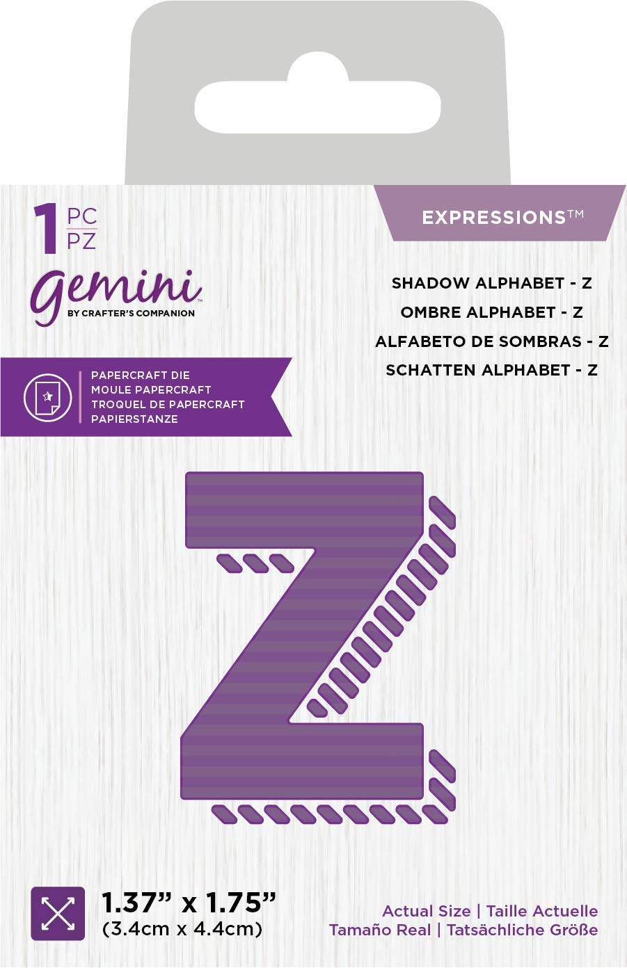 Crafters Companion Gemini Metal Cutting Dies - Expressions Shadow Alphabet Z - Silver Die Cut Letters for Scrapbooking, Card Making & DIY Crafts - One Size US