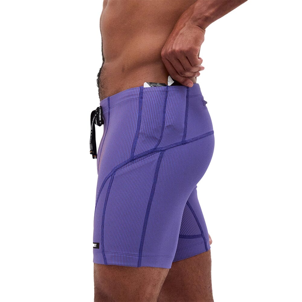 Bandit Running Men's Striped Cadence 7 Pocket Quarter Tights - Lightweight Running Shorts for Men with Phone Pocket - Perfect for Marathon, Gym Workouts & Outdoor Training