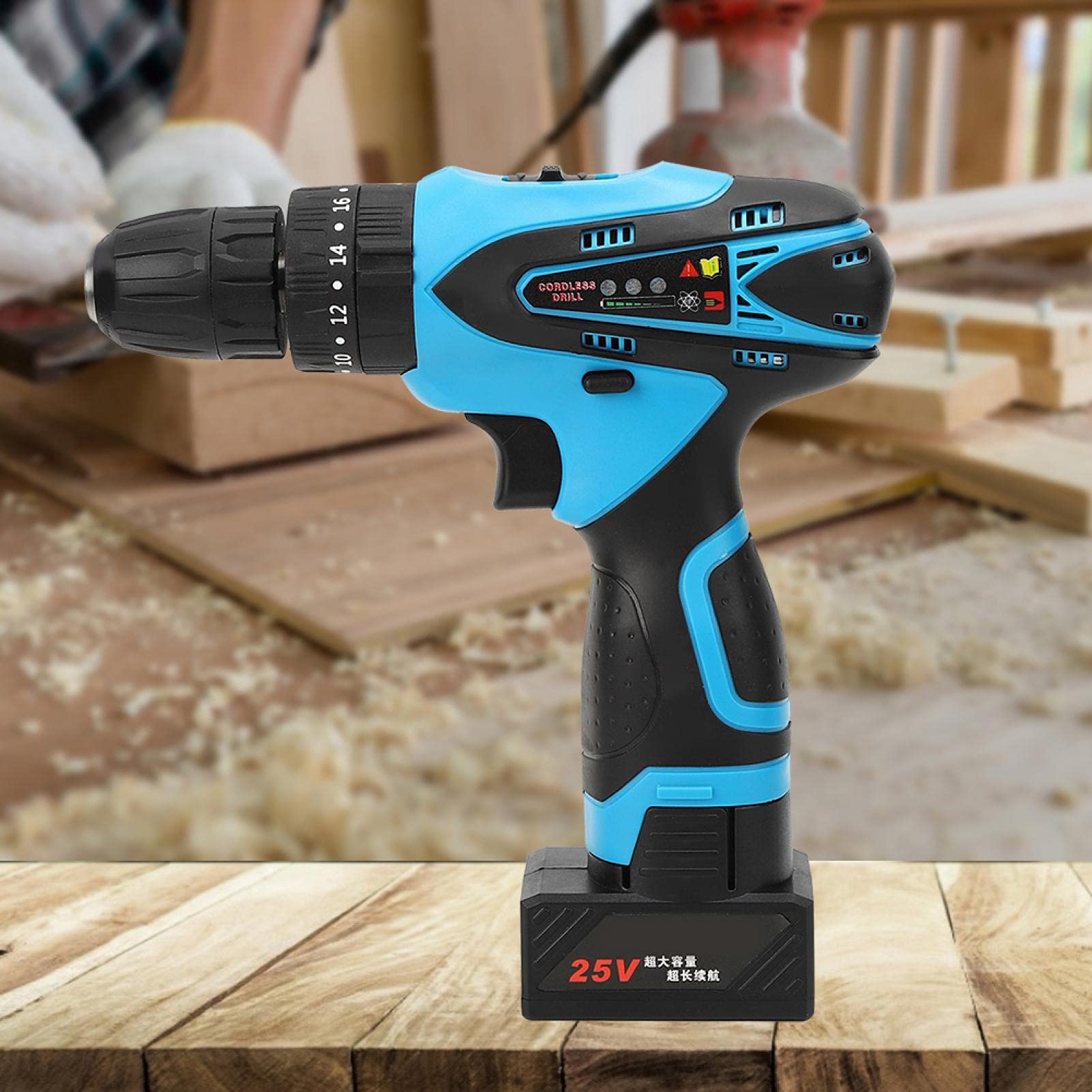 25V Cordless Electric Drill Driver Kit - Rechargeable Power Tool with US Plug (100V-240V) for DIY Projects, Home Repairs & Woodworking
