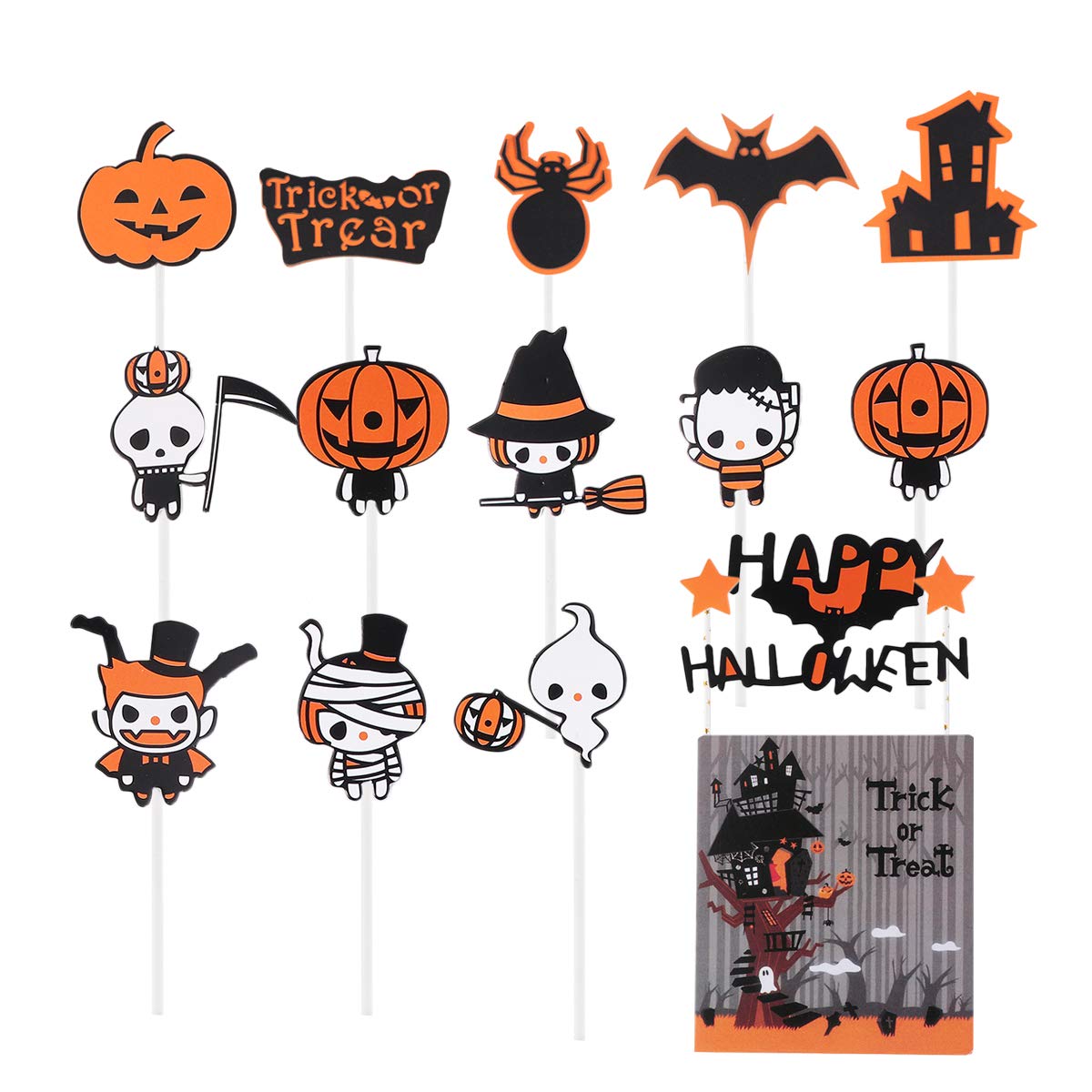LIOOBO 2 Sets Halloween Cake Toppers - Spooky Cake Decorations for Baking, Party Dessert Insertions | Perfect for Halloween Parties, Cupcake Decorating & Themed Dessert Displays
