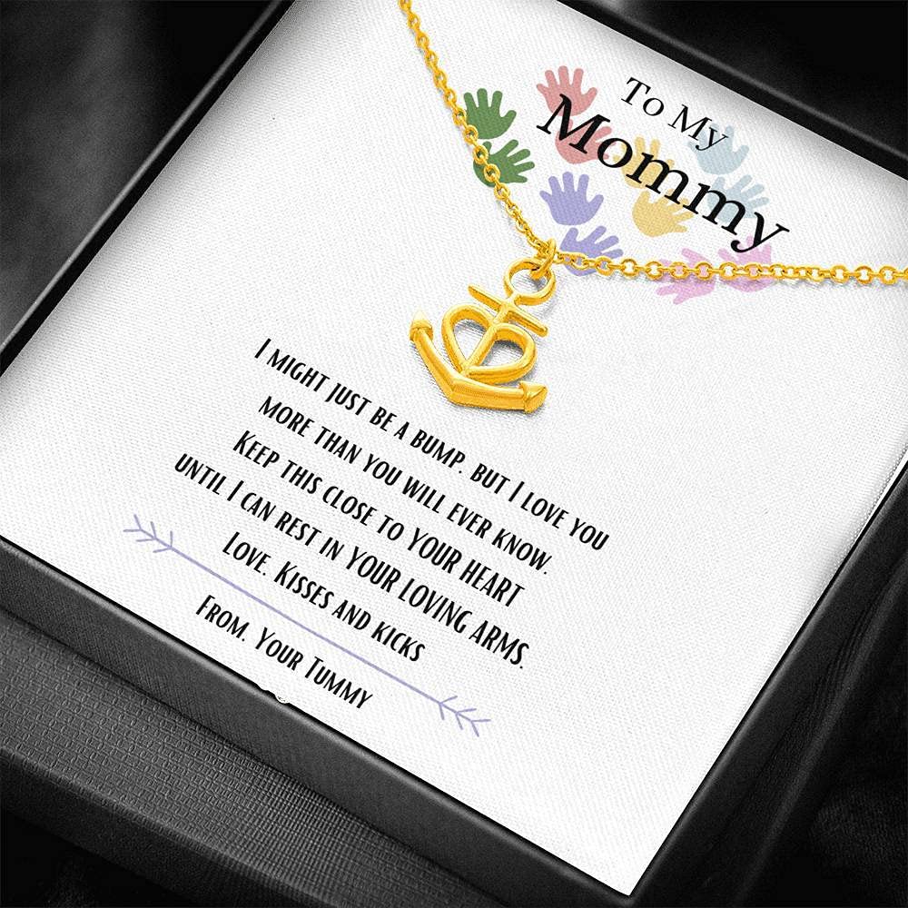 Personalized Heart Anchor Pendant Necklace for Mom - 