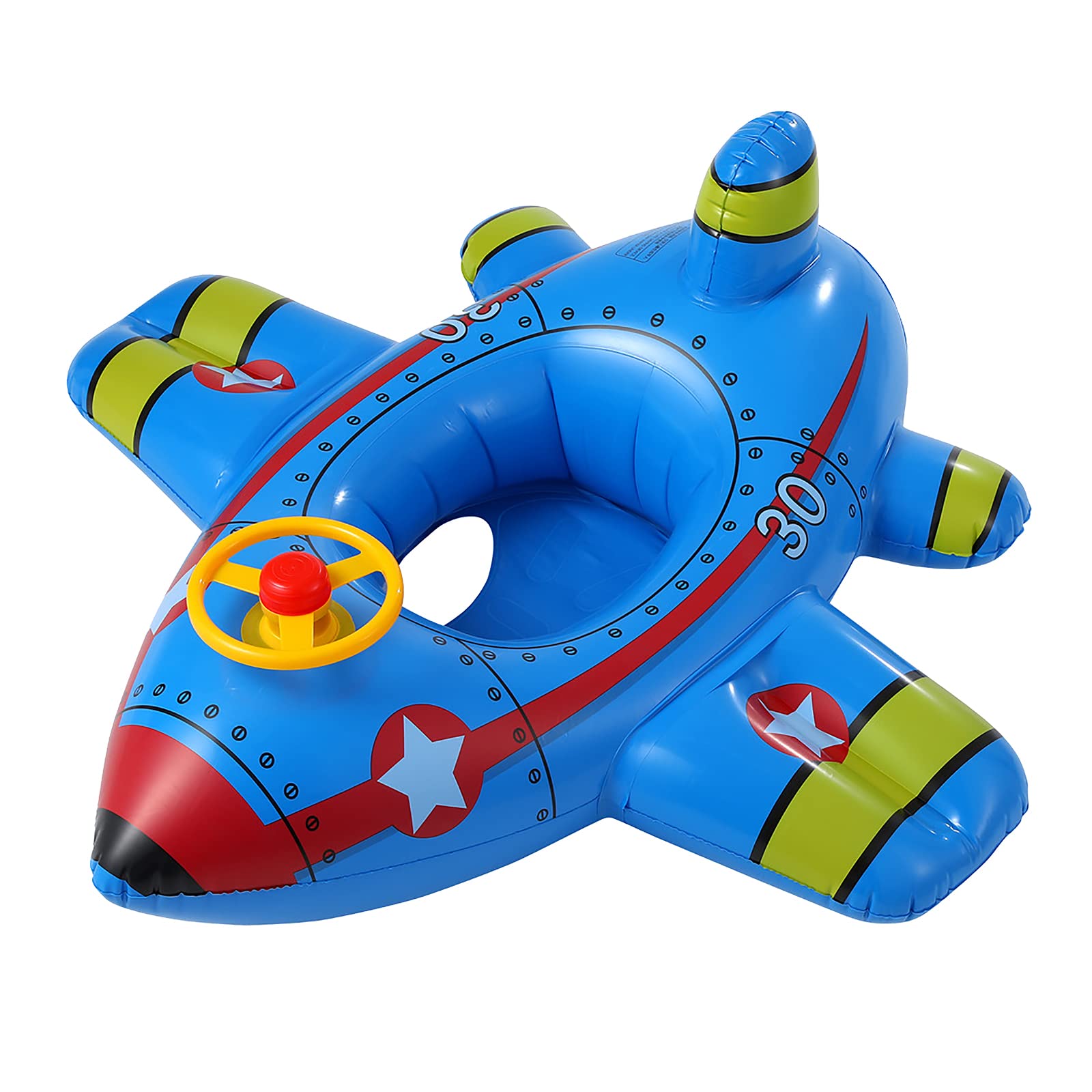 Inflatable Baby Swim Float with Steering Wheel - Learn to Swim Pool Float Seat for Toddlers 1-5 Years - Fun Airplane Design Swimming Ring for Boys & Girls - Perfect for Pool Parties, Beach Vacations & Swimming Lessons