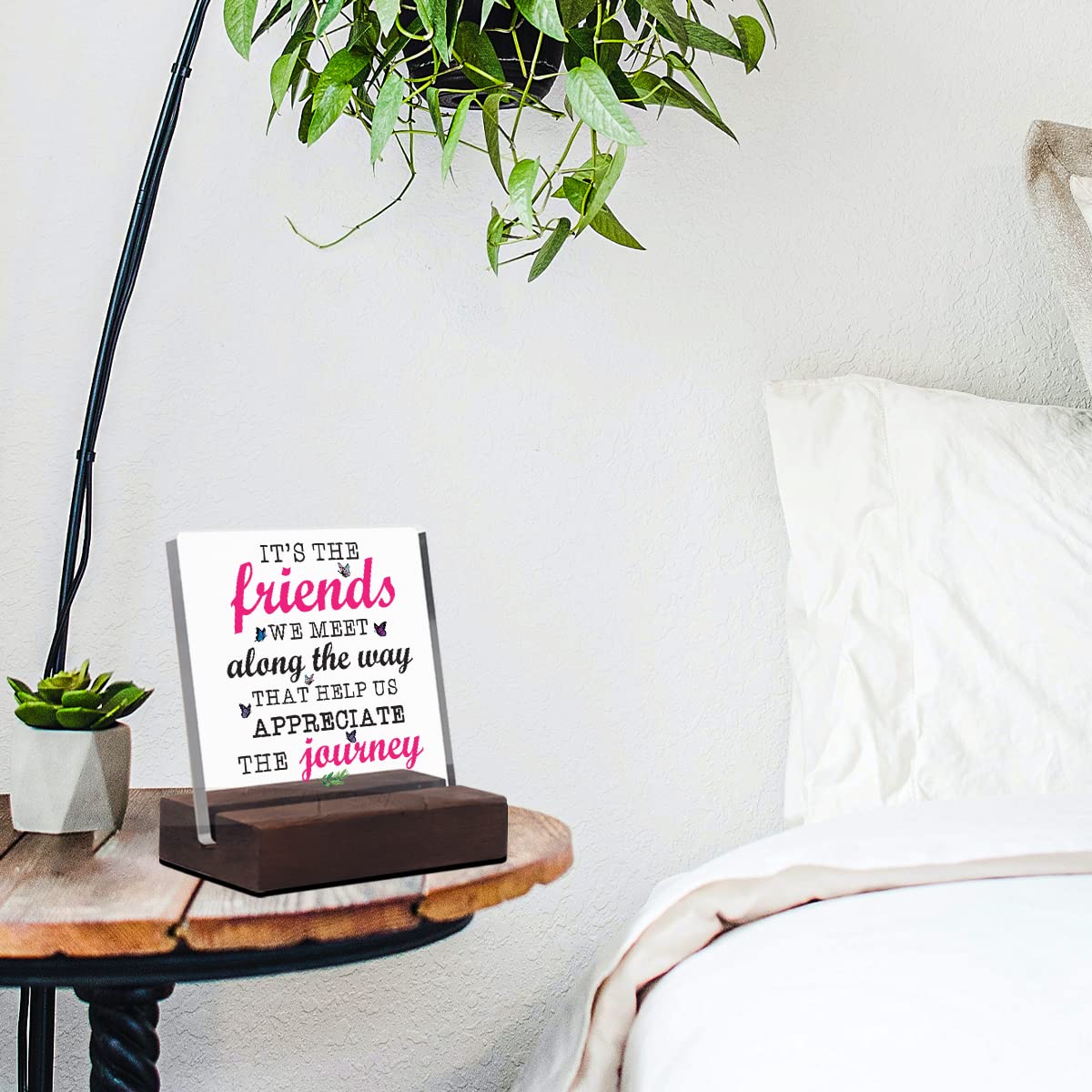 Best Friend Gifts for Women - Thoughtful Birthday Gifts for Her - Unique Friendship Keepsake with Wooden Stand - Perfect for Home Office Decor & Desk Accessories | Great for Anniversaries, Galentine's Day & Housewarming Presents