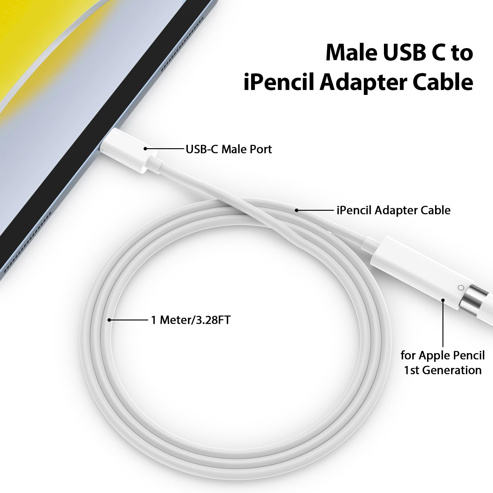 Apple Pencil 1st Generation Charger Adapter - USB-C to Lightning Connector for iPad 10th Gen & Compatible Models | Perfect for Artists, Students & Professionals | Drawing, Note-Taking & Creative Work