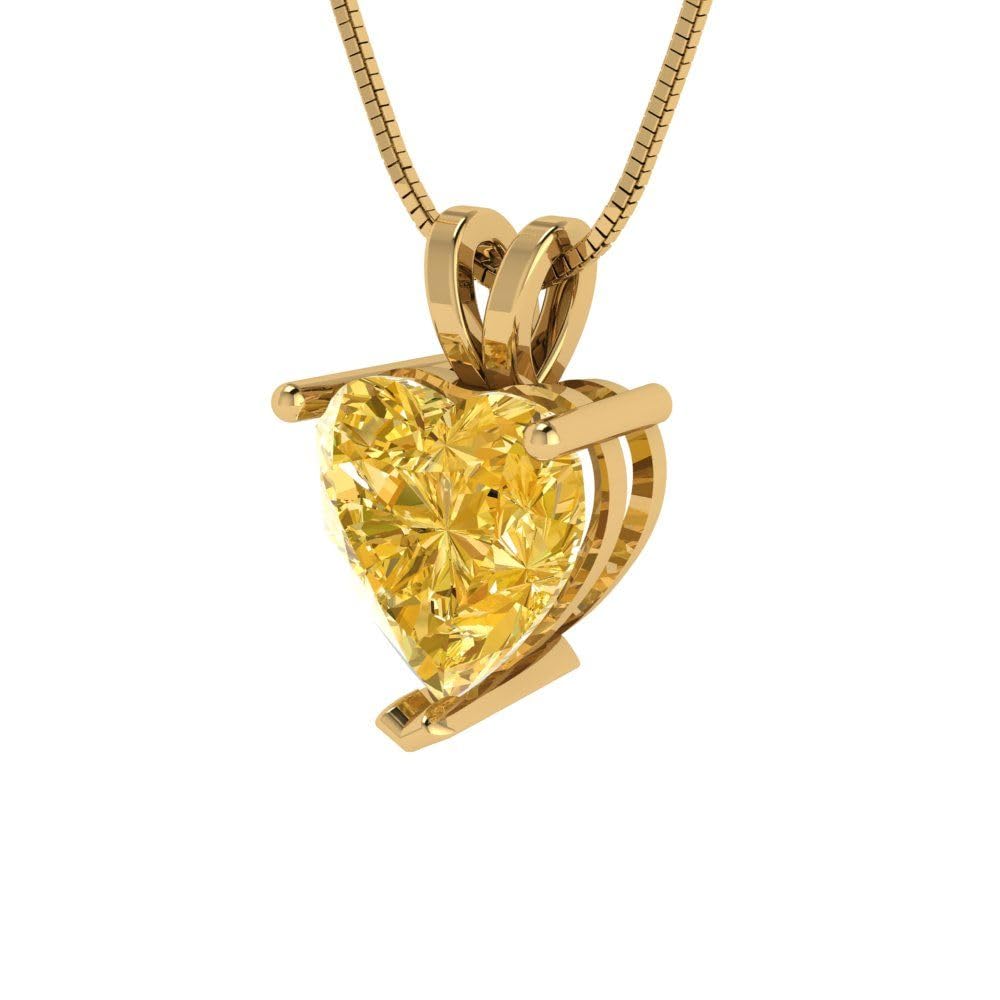 2.0ct Natural Yellow Citrine Heart Pendant Necklace - 18K Gold Chain for Gifts & Special Occasions