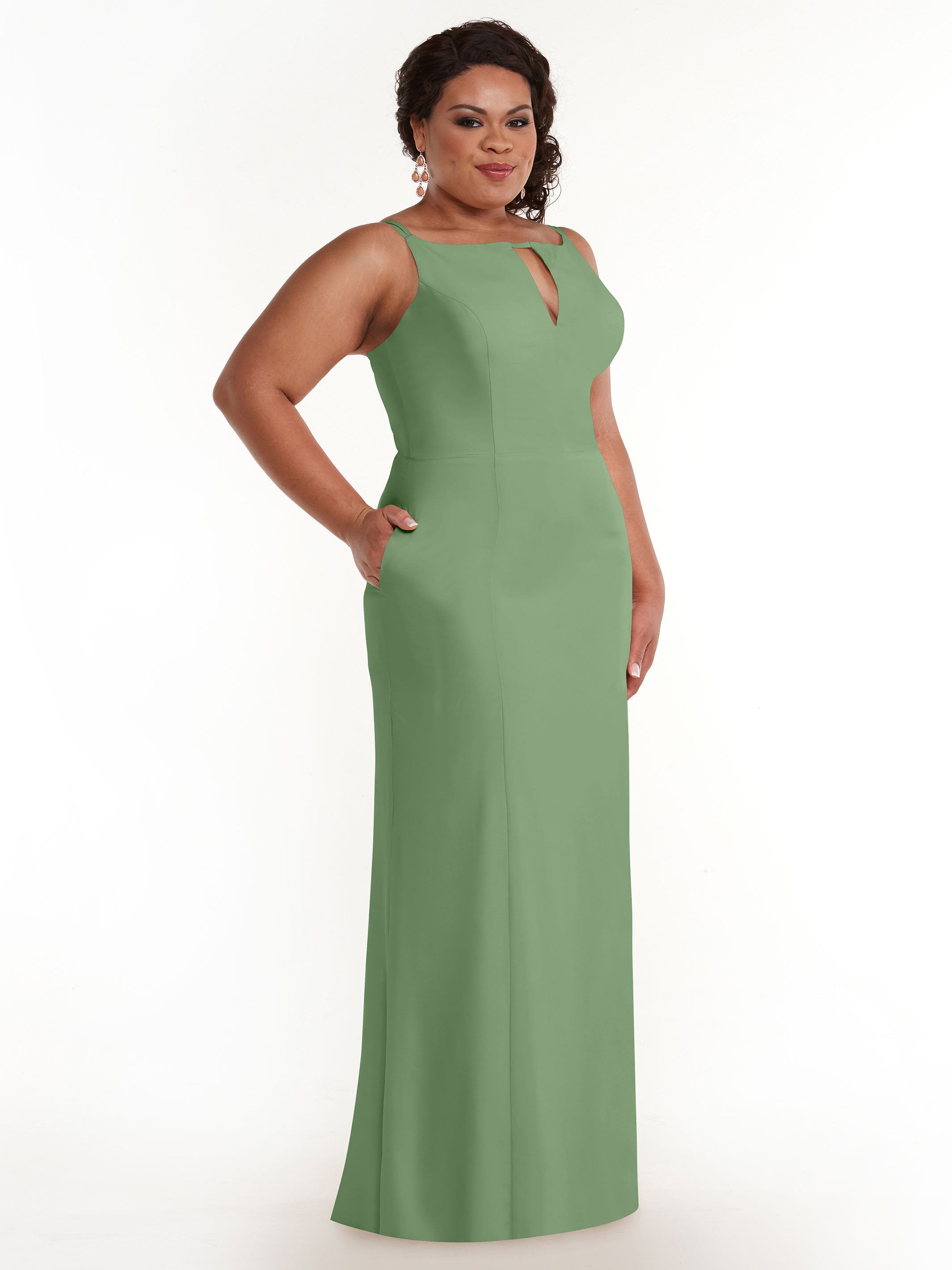 Elegant 83030 Sheath Stretch Chiffon Bridesmaid Dress with Bateau Neckline & High Slit - Perfect for Weddings, Formal Events & Evening Parties