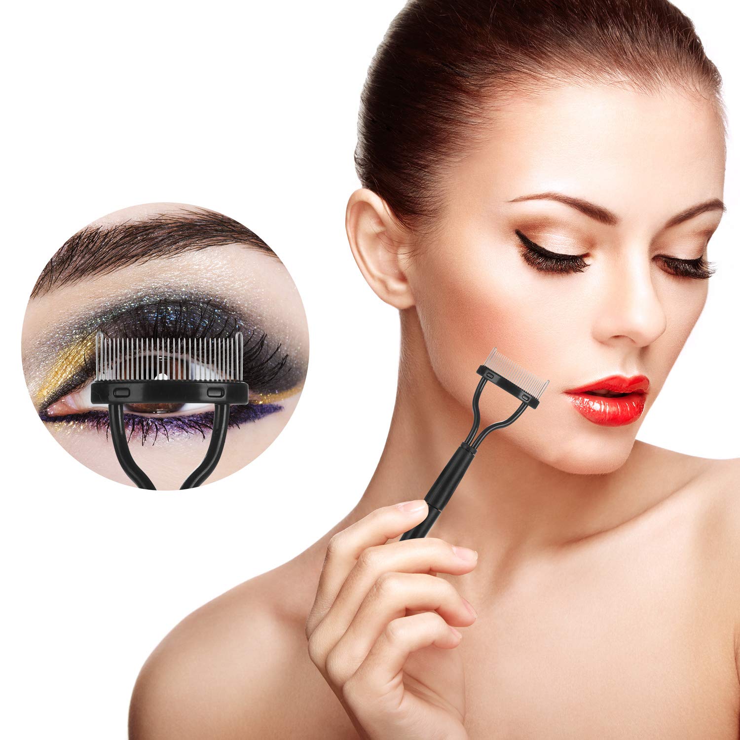 4 Pcs Metal Eyelash Comb & Separator - Mascara Brush with Fine Teeth for Perfect Lash Definition - Ideal for Salon, Home Use & Professional Makeup Artists