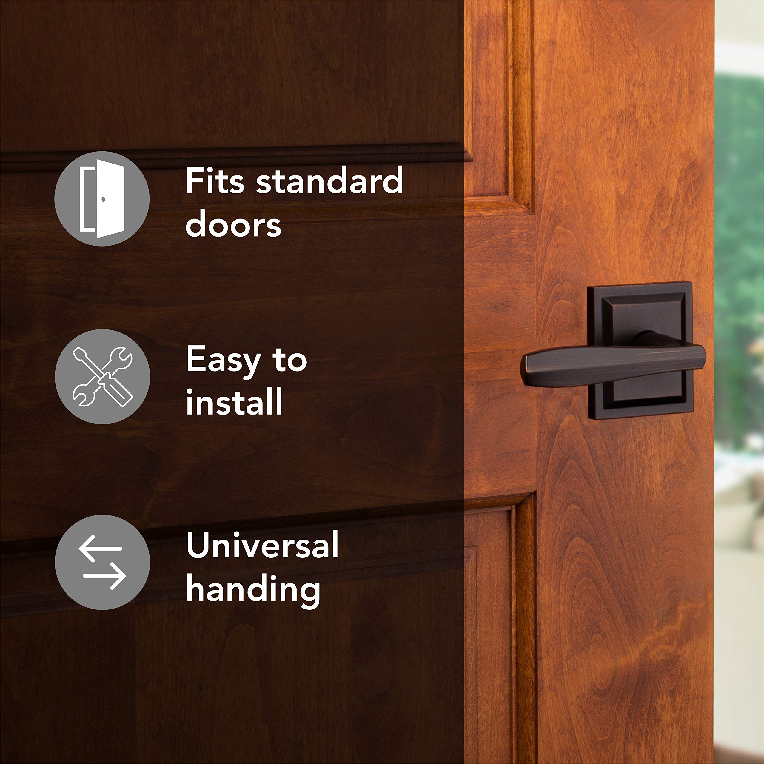 Baldwin Torrey Reversible Privacy Door Handle - Venetian Bronze Keyless Bedroom & Bathroom Lock with Microban Protection | Ideal for Interior Doors, Home Security & Modern Living Spaces