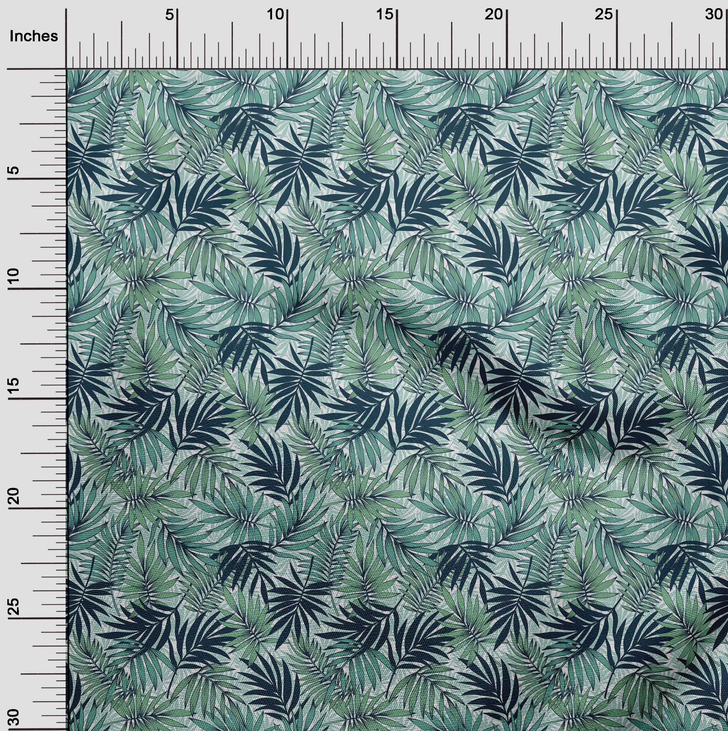 oneOone Polyester Spandex Tropical Leaf Print Fabric - 56 Inch Wide Sea Green Dress Material by The Yard | Perfect for Summer Dresses, Skirts & DIY Fashion Projects
