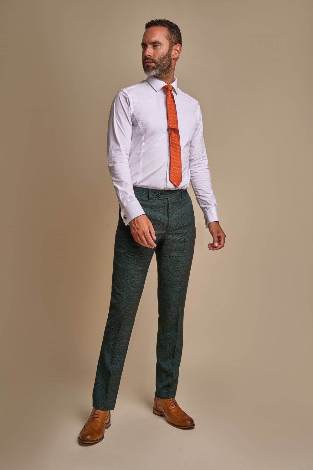 Cavani Caridi Men's Slim Fit Olive Green Dress Pants for Office, Business & Formal Occasions