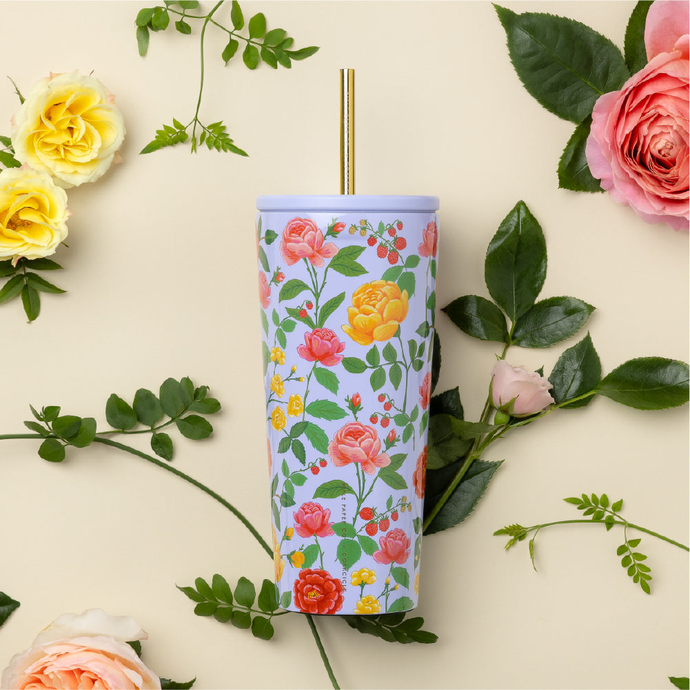 Rifle Paper Co. 16oz Insulated Stainless Steel Cold Cup - Floral Design Tumbler for Iced Coffee, Tea & Smoothies - Perfect for Home, Office & Travel Use