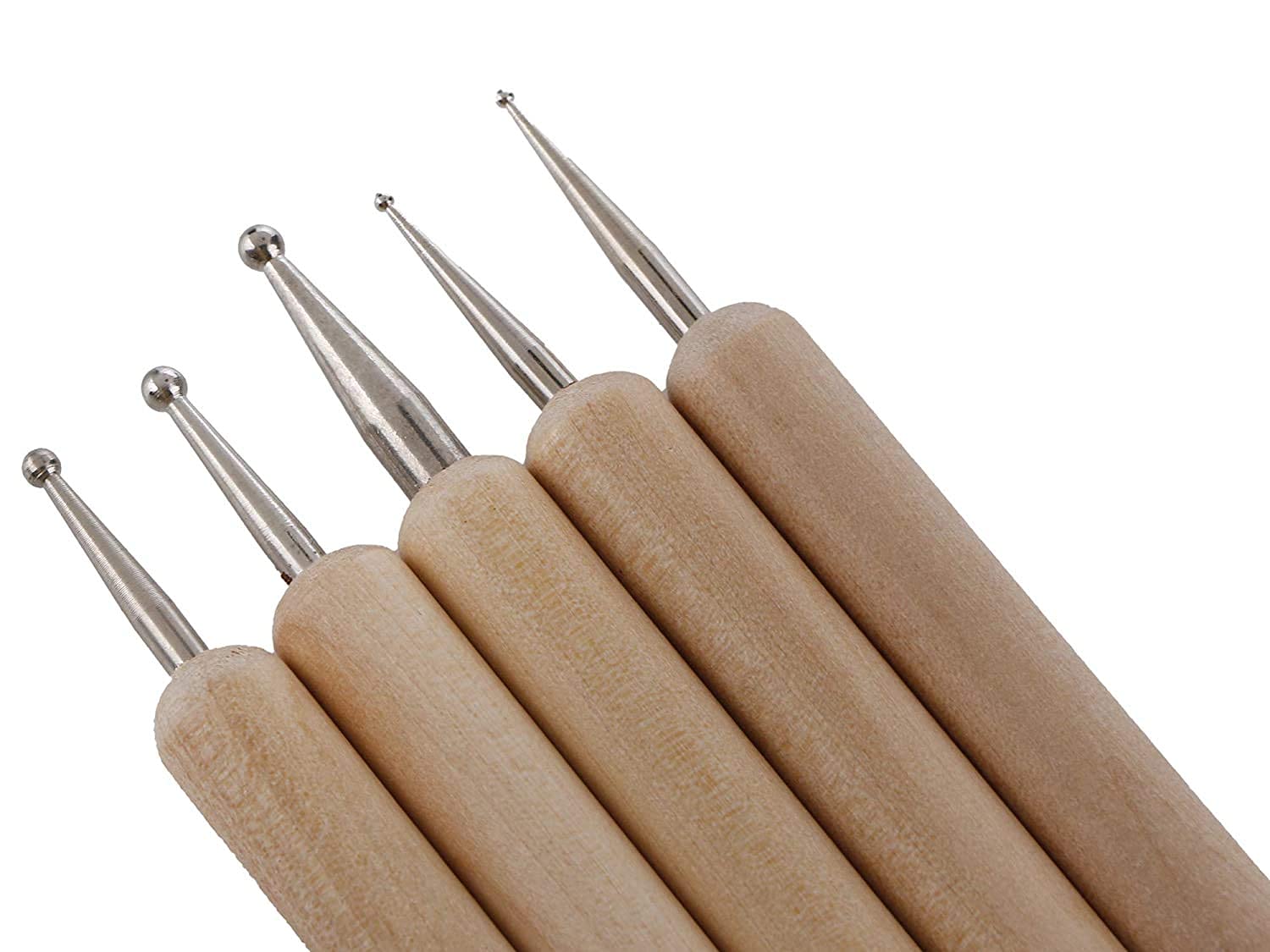 5-Piece Wooden Dotting Tool Set for Mandala, Pottery, Ceramic, Nail Art & Clay Sculpting - Professional Embossing & Modeling Tools for DIY Crafts, Art Projects & Home Decor