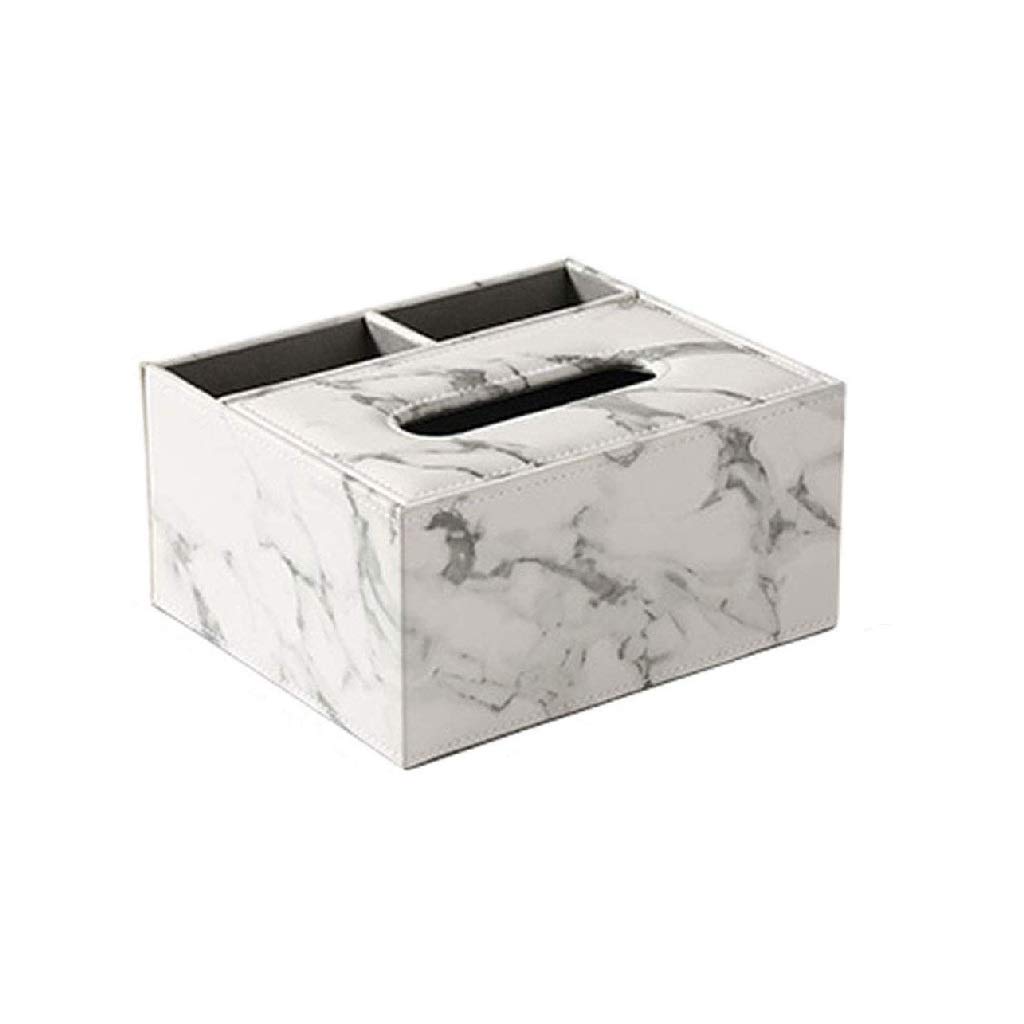 Premium PU Leather Tissue Box Cover - Multifunctional Desk Organizer for Pens, Pencils & Remote Controls | Home & Office Storage Solution (White) - Perfect for Living Rooms, Bedrooms & Workspaces