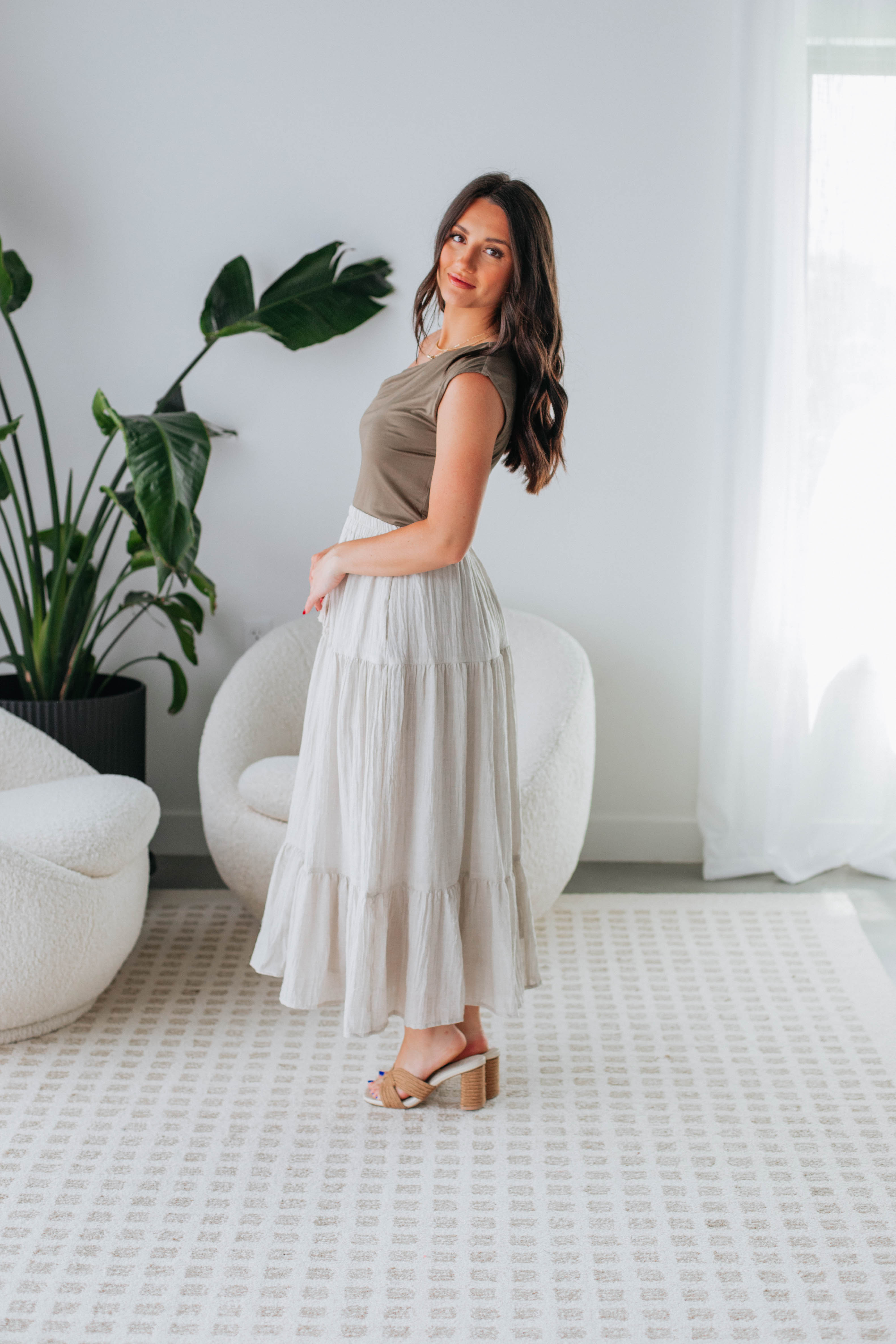 Annmarie Midi Skirt for Women - Flowy A-Line Summer Skirt with Pockets | Perfect for Casual Outfits, Beach Vacations & Office Wear