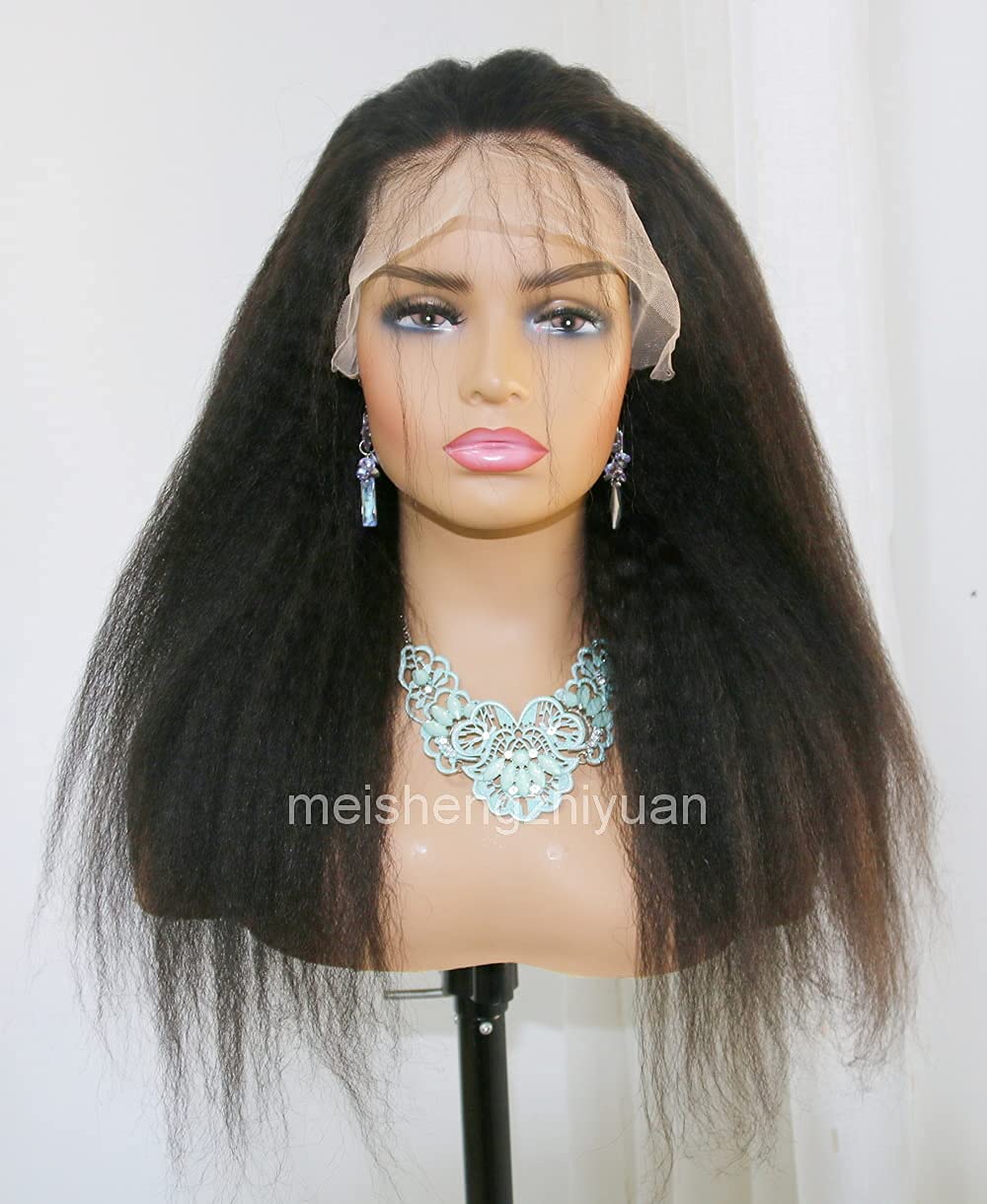 13×4 Transparent Lace Front Human Hair Wig - Kinky Straight Italian Yaki for Black Women | Pre-Plucked Bleached Knots, Glueless Baby Hair, 14 Inch | Perfect for Daily Wear, Parties & Special Occasions