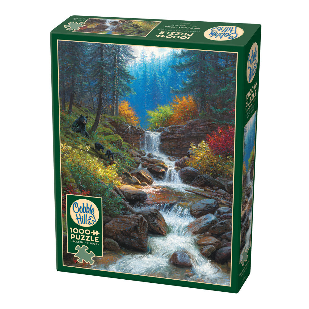 Cobble Hill Mountain Cascade 1000 Piece Jigsaw Puzzle with Reference Poster - Perfect for Family Game Night & Stress Relief