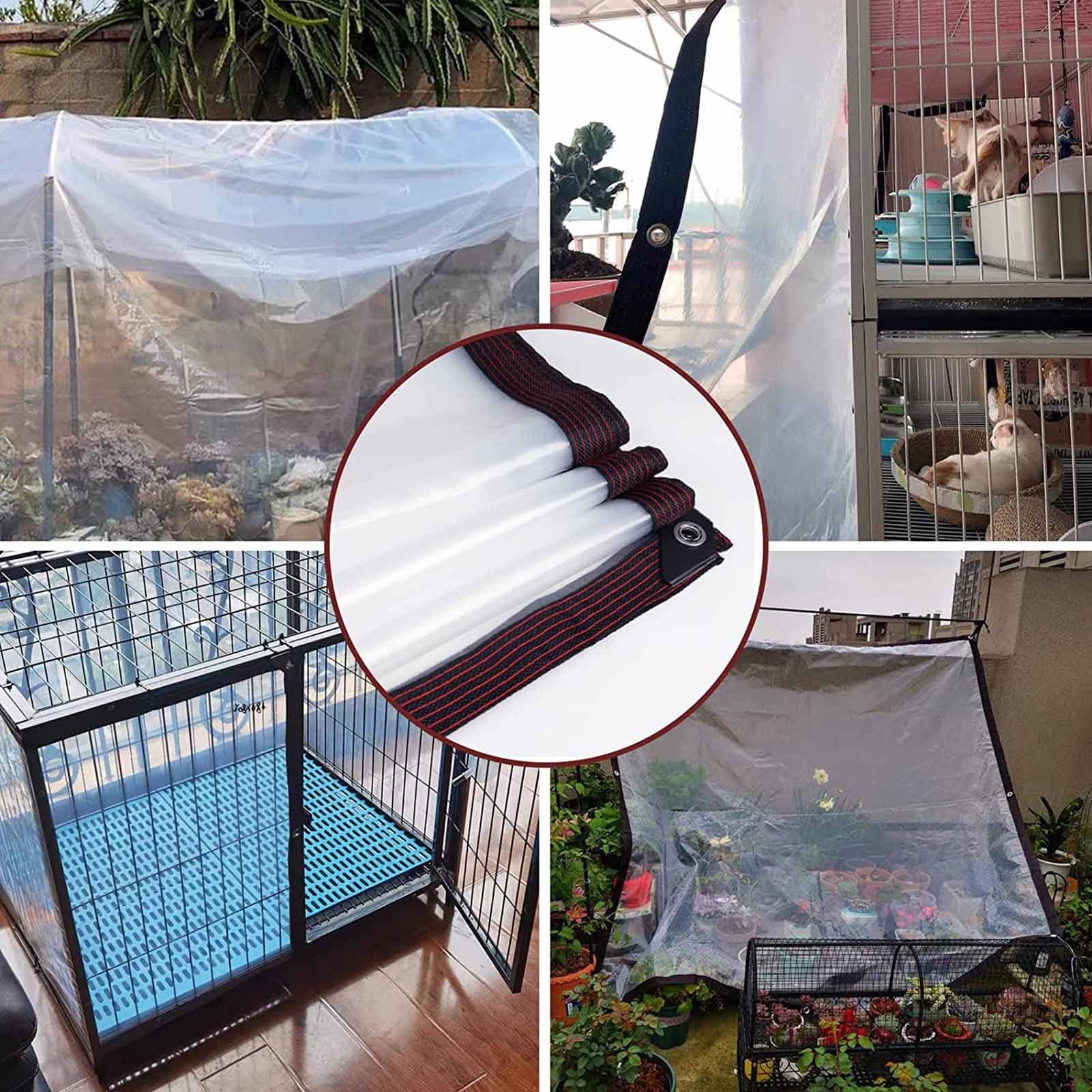 Clear Waterproof Transparent Tarp with 10 Ball Bungee Cords - 4x5m Heavy Duty Tarpaulin Cover for Greenhouse, Plants, Outdoor Furniture & Equipment Protection - UV Resistant, Customizable Size (Ideal for Gardening, Camping & Emergency Shelter)