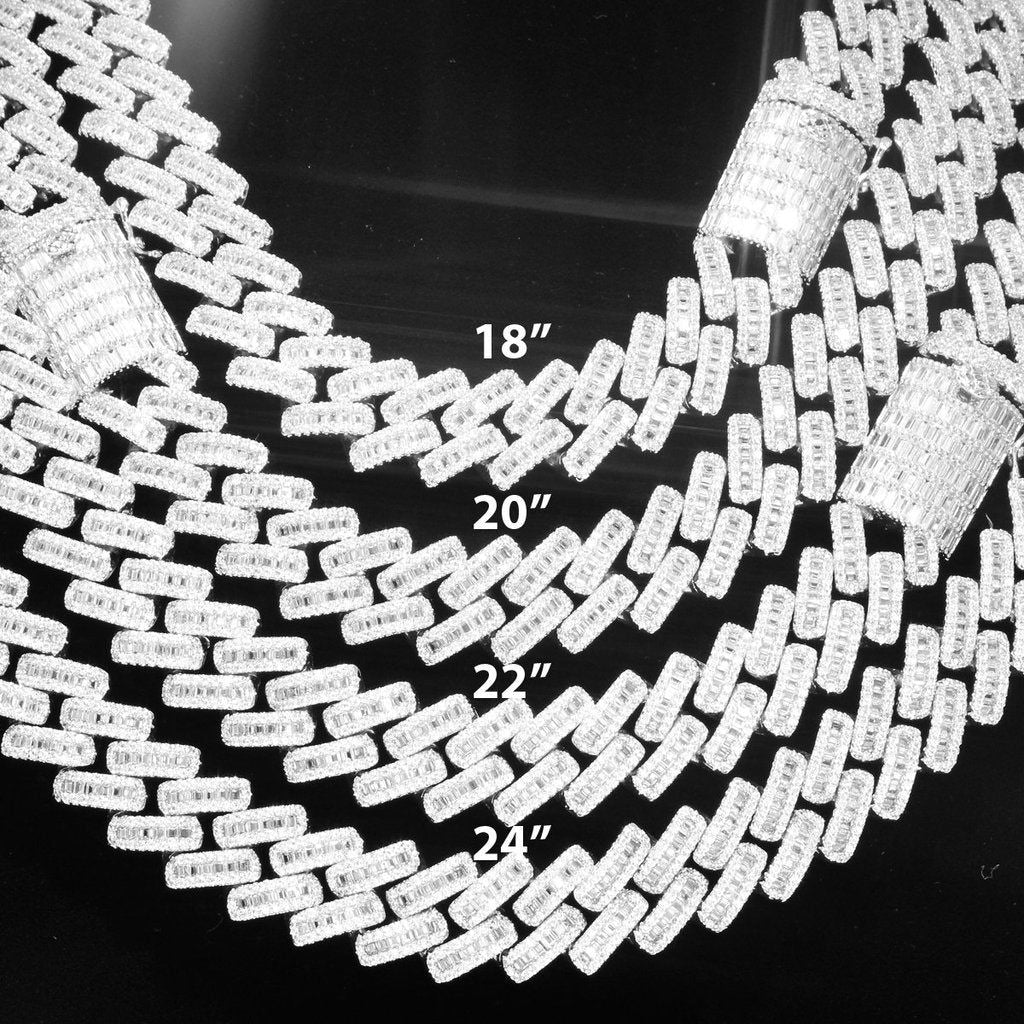 Men's 14mm Miami Cuban Chain - Icy Square Link Custom Baguette Necklace for Hip Hop Fashion & Streetwear Style | Perfect for Parties, Gifts, and Everyday Wear