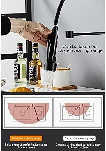 KORP Pull-Out Sprayer Kitchen Sink Faucet with Dual Spout - Chrome/Gold Single Handle Deck Mount Mixer Tap for Hot & Cold Water - Perfect for Modern Kitchens and Bathrooms