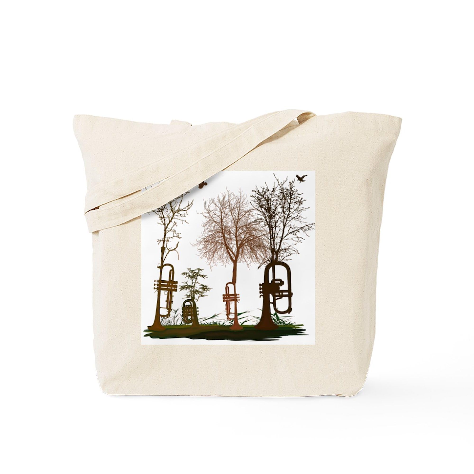 Trumpets As Trees Tote Bag - Natural Canvas Reusable Shopping Bag for Groceries, Beach & Eco-Friendly Lifestyle