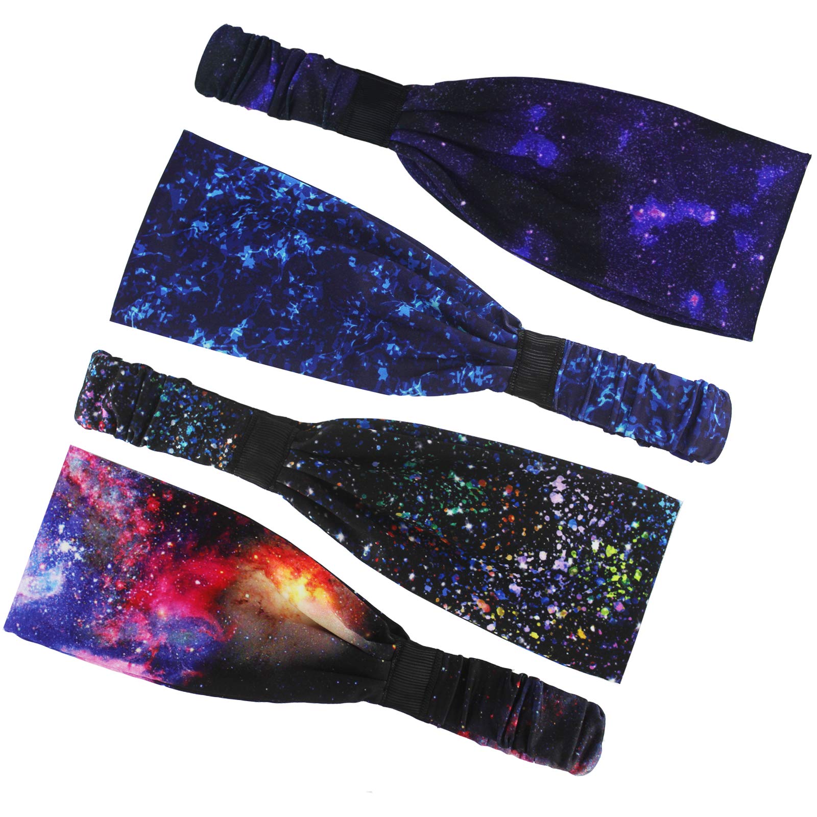 Obacle Non-Slip Breathable Headbands for Men & Women - 4 Pack Durable Sweat Bands for Workout, Yoga, Gym, Running, Jogging & Outdoor Sports | Perfect for Exercise, Fitness Training & Active Lifestyles