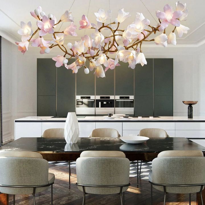 Elegant Floral Ceiling Light - Modern Circular Blossom Chandelier for Dining Room, Bedroom & Living Room Decor