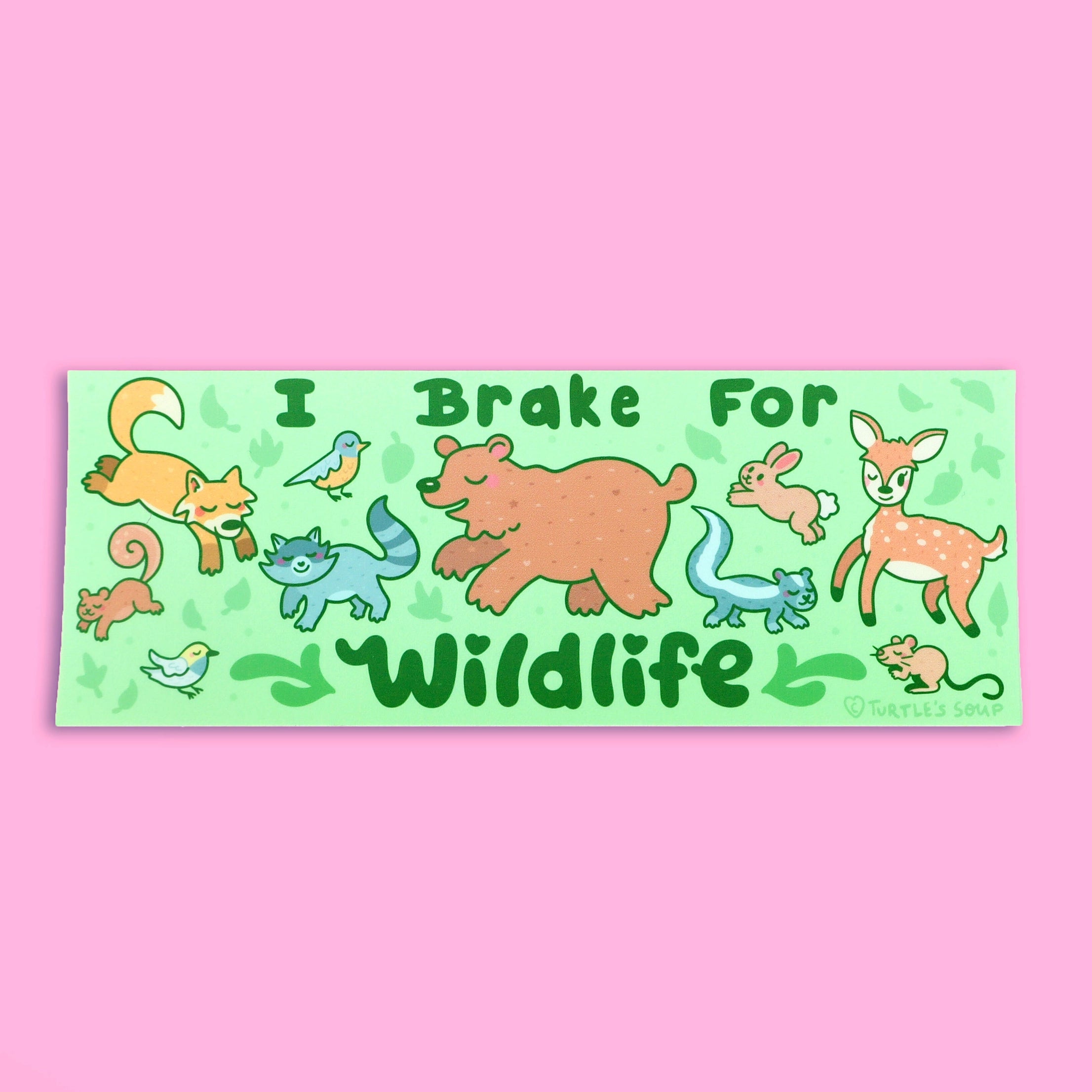 Eco-Friendly 'I Brake for Wildlife' Vinyl Bumper Sticker - Adorable Forest Animal Car Decal for Vehicles, Coolers & Outdoor Gear - Perfect for Nature Lovers & Road Trips