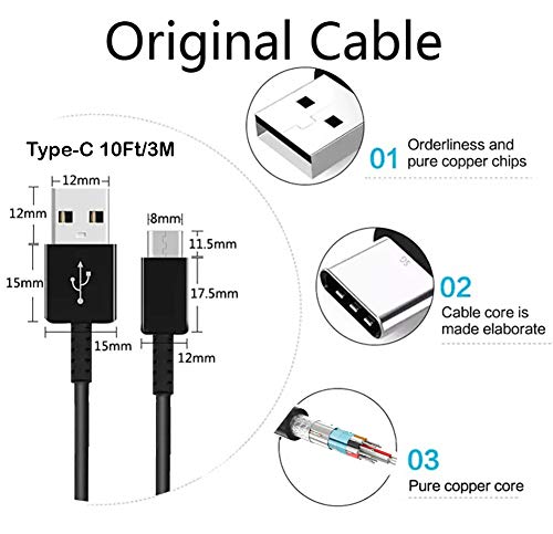 Authentic 8-Inch USB Type-C Fast Charging Cable for Asus ROG Phone II Ultimate Edition - Quick Charge & Data Transfer, White+Black, Ideal for Gaming & On-the-Go Use