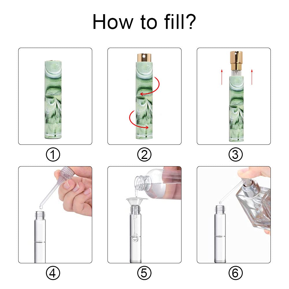 10ml Refillable Perfume Bottle - Portable Atomizer Spray Bottle for Travel, Empty Cologne Dispenser with Funnel - Mini Essential Oil Container for Women & Men - Perfect for Gym, Office, and Vacation Use