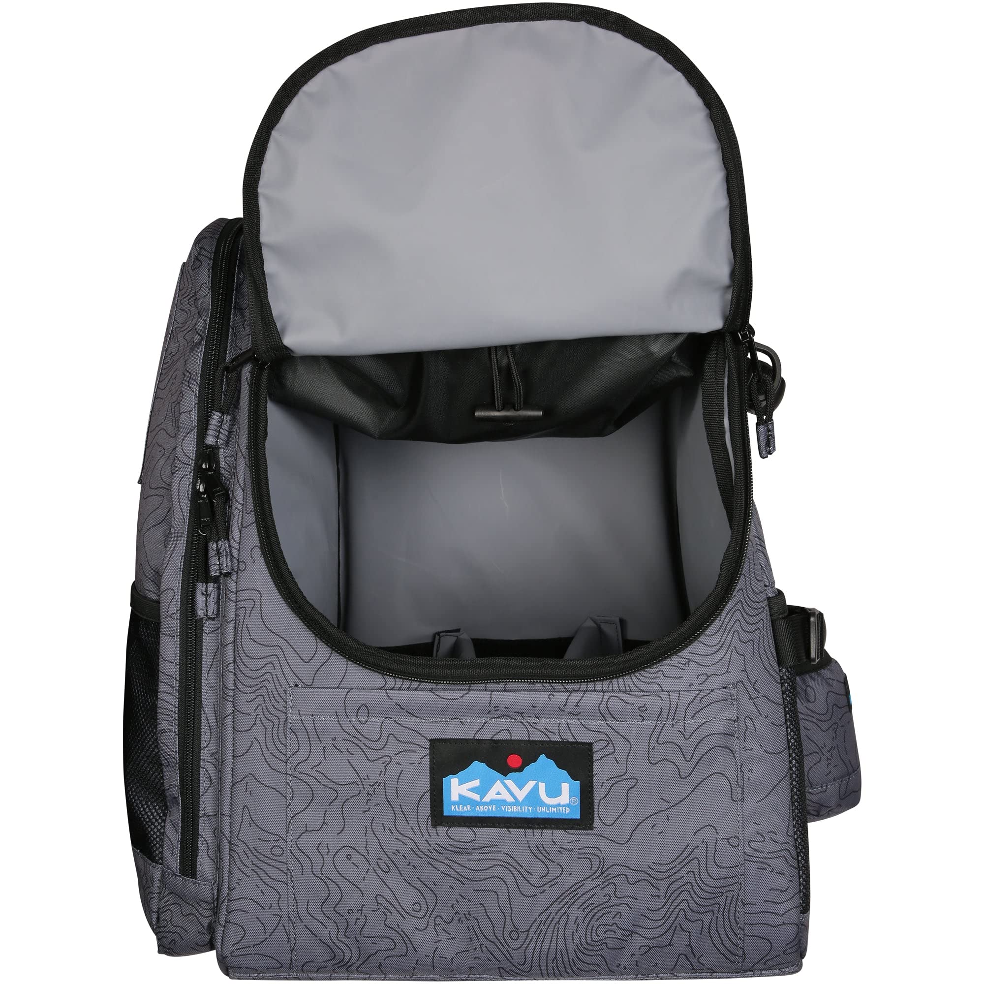 KAVU Pacific Rimshot Deluxe Disc Golf Backpack with Drink Holder - Durable & Water-Resistant Topo Design for Ultimate Frisbee Players | Perfect for Tournaments, Practice & Outdoor Adventures