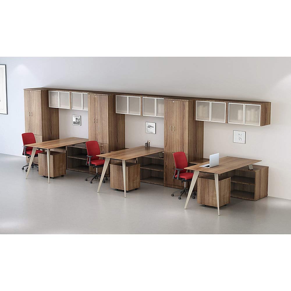 Lorell Walnut File Storage Cabinet Credenza - Wooden Office Organizer with File Drawers for Home & Business Use - Perfect for Storing Documents, Folders, and Office Supplies