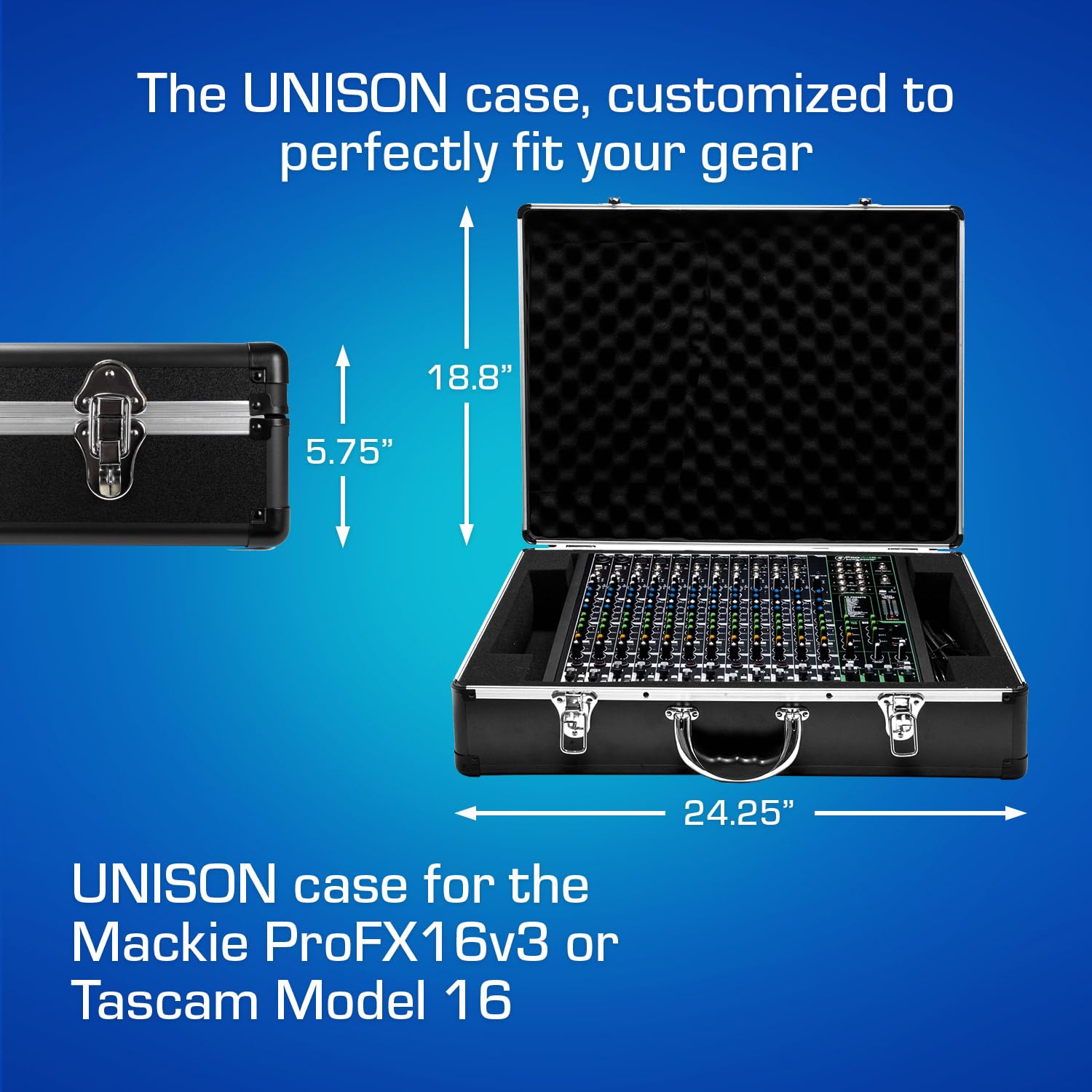 Mackie ProFX16V3 & Tascam Model 16 Analog Mixer Case - Ultra-Lightweight UNISON Hard Protective Cover for Live Sound, Studio Recording & DJ Equipment