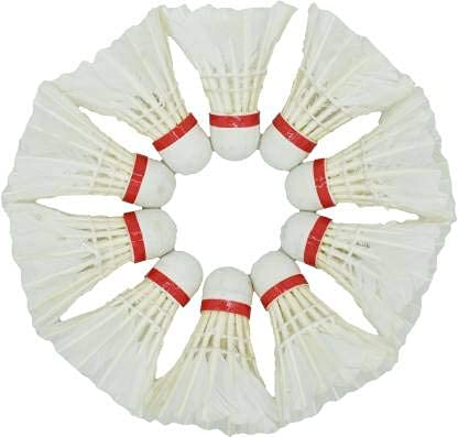 Premium 10-Pack White Feather Badminton Shuttlecocks - Professional Training & Exercise Equipment for Tennis, Badminton & Backyard Games - Perfect for Indoor/Outdoor Sports, Gym Practice & Family Fun