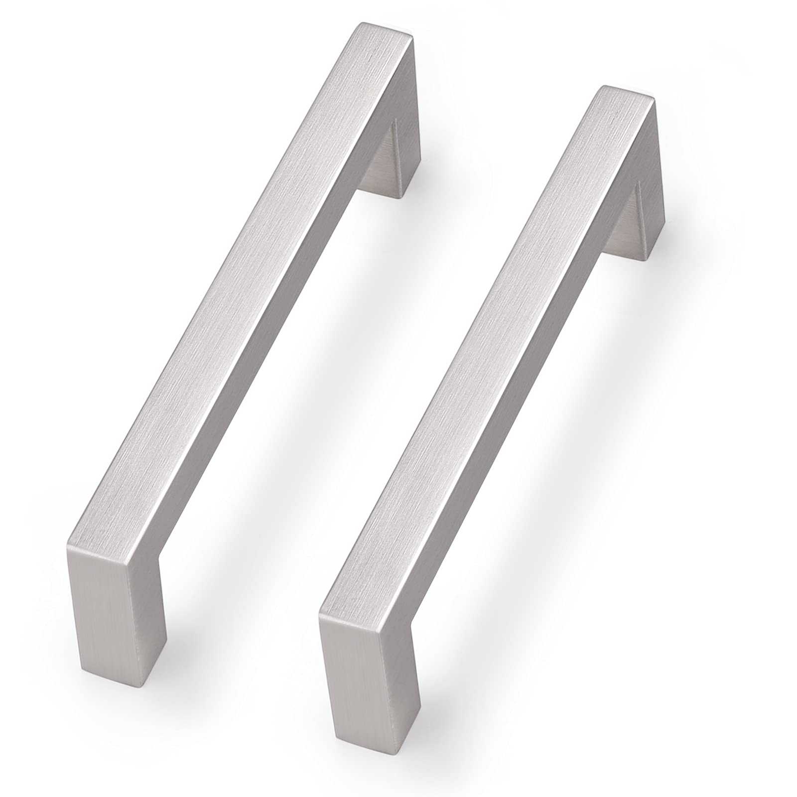 20 Pack 5 Inch Brushed Nickel Cabinet Pulls - Square Bar Kitchen Cabinet Handles, Stainless Steel Drawer Pulls for Modern Cabinets, Wardrobes & Furniture (Easy Installation, Durable Hardware)