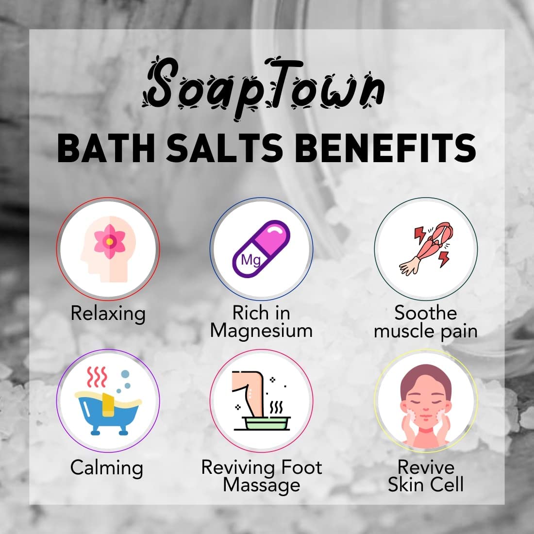 Natural Lavender Bath Salts for Relaxation & Pain Relief - 250g Therapeutic Spa Treatment for Feet, Muscles & Stress Relief - Perfect for Home Spa, Self-Care & Gift Giving