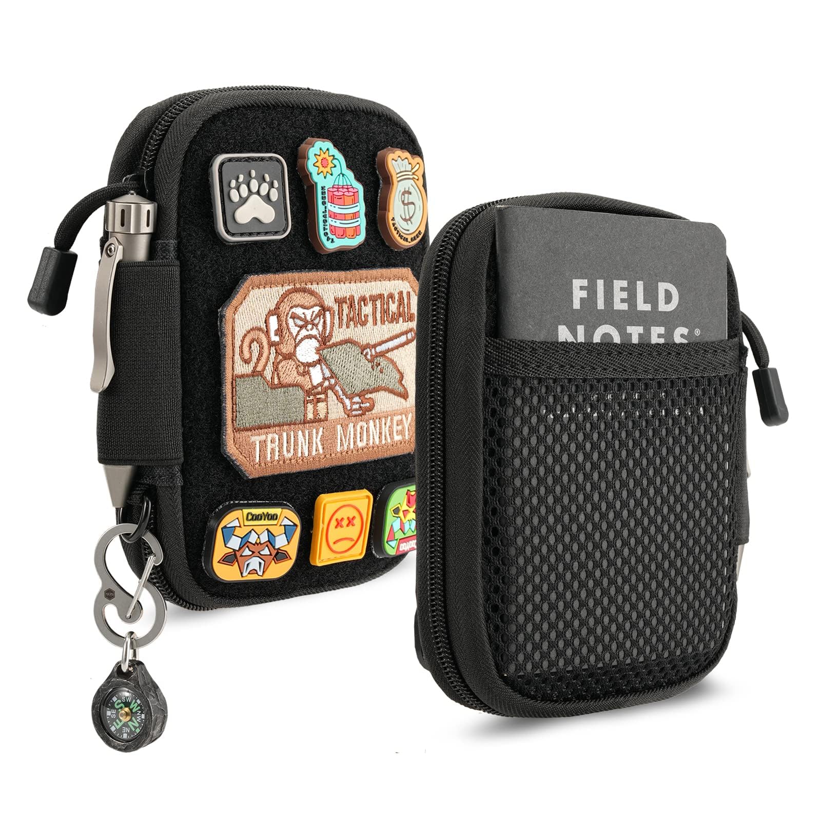 Mighty Pouch - Premium Nylon EDC Pocket Organizer with Patches & D-Ring | Multitool Storage for Everyday Carry Essentials | Perfect for Camping, Hiking & Outdoor Adventures