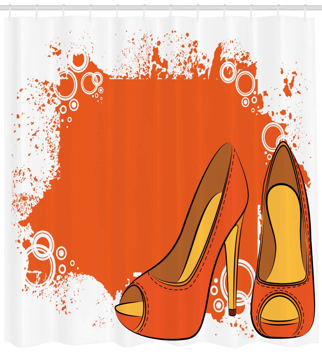 Ambesonne High Heels Shower Curtain - Vibrant Splatter Paint Design with Fashionable Women's Shoes Print, 69x70 Inch Waterproof Fabric Bathroom Decor with Hooks - Perfect for Modern Bathroom, Girls' Dorm, or Shoe Lover Gift Idea