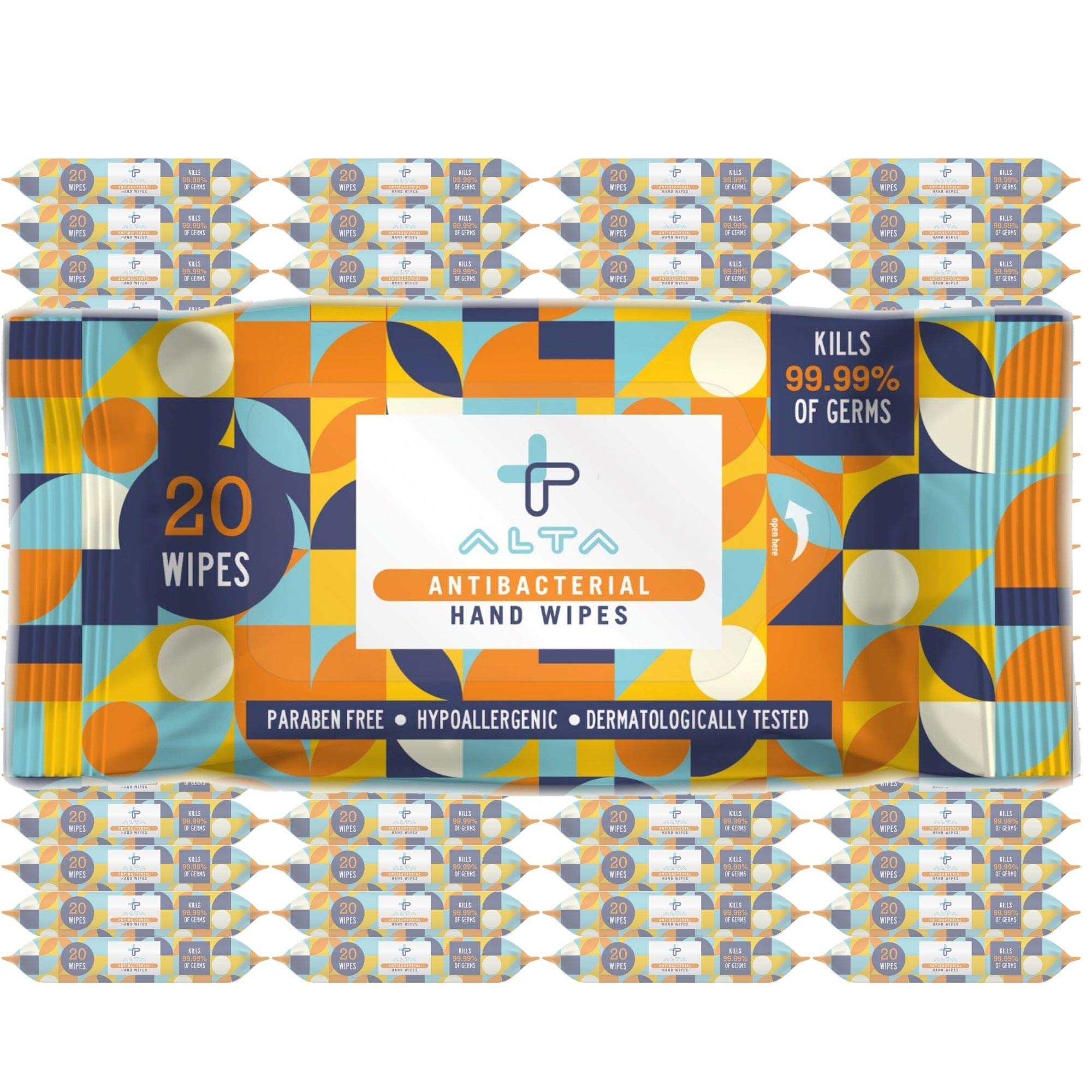 Alcohol-Free Hand Sanitizing Wipes for Travel - 20 Count (Pack of 72) | Portable Sanitizing Wipes for On-The-Go Hygiene, Office, Gym & Airplane Travel