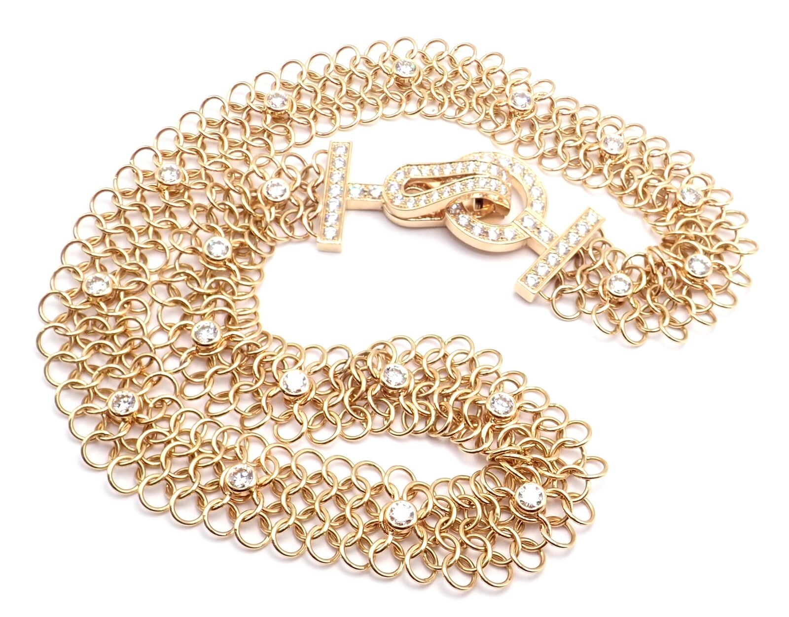 Authentic Cartier Agrafe 18k Rose Gold Diamond Link Bracelet - Size 17 - Luxury Jewelry Gift for Women - Perfect for Anniversaries, Weddings & Special Occasions