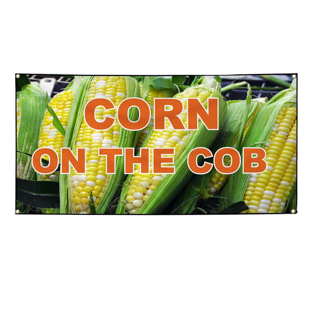 Corn on the Cob Vinyl Banner - 16x40in Outdoor Advertising Sign with Grommets for Festivals & Markets