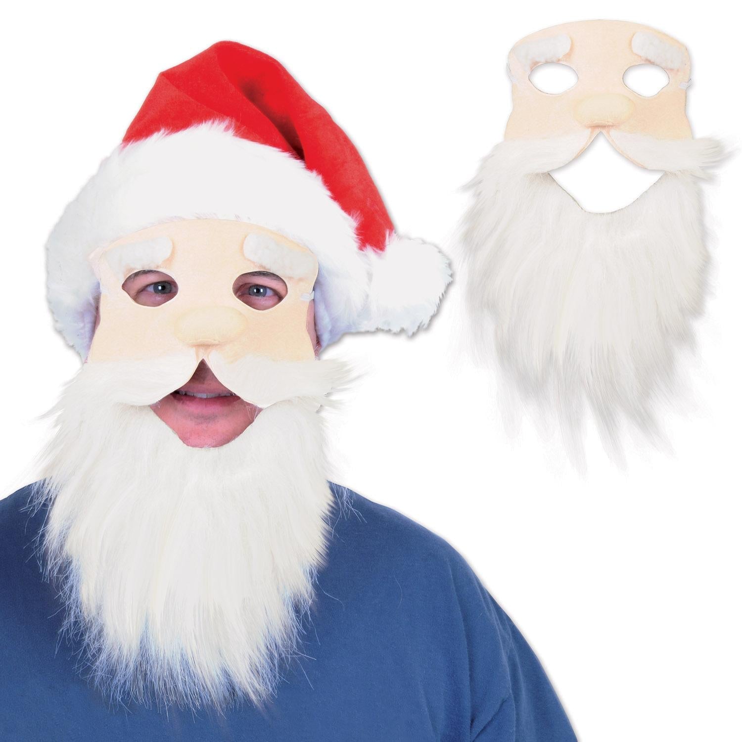 12 Pack Santa Claus Face Masks for Christmas - Festive Holiday Party Costume Accessories for Kids & Adults - Perfect for Christmas Parties, Caroling & Holiday Photos