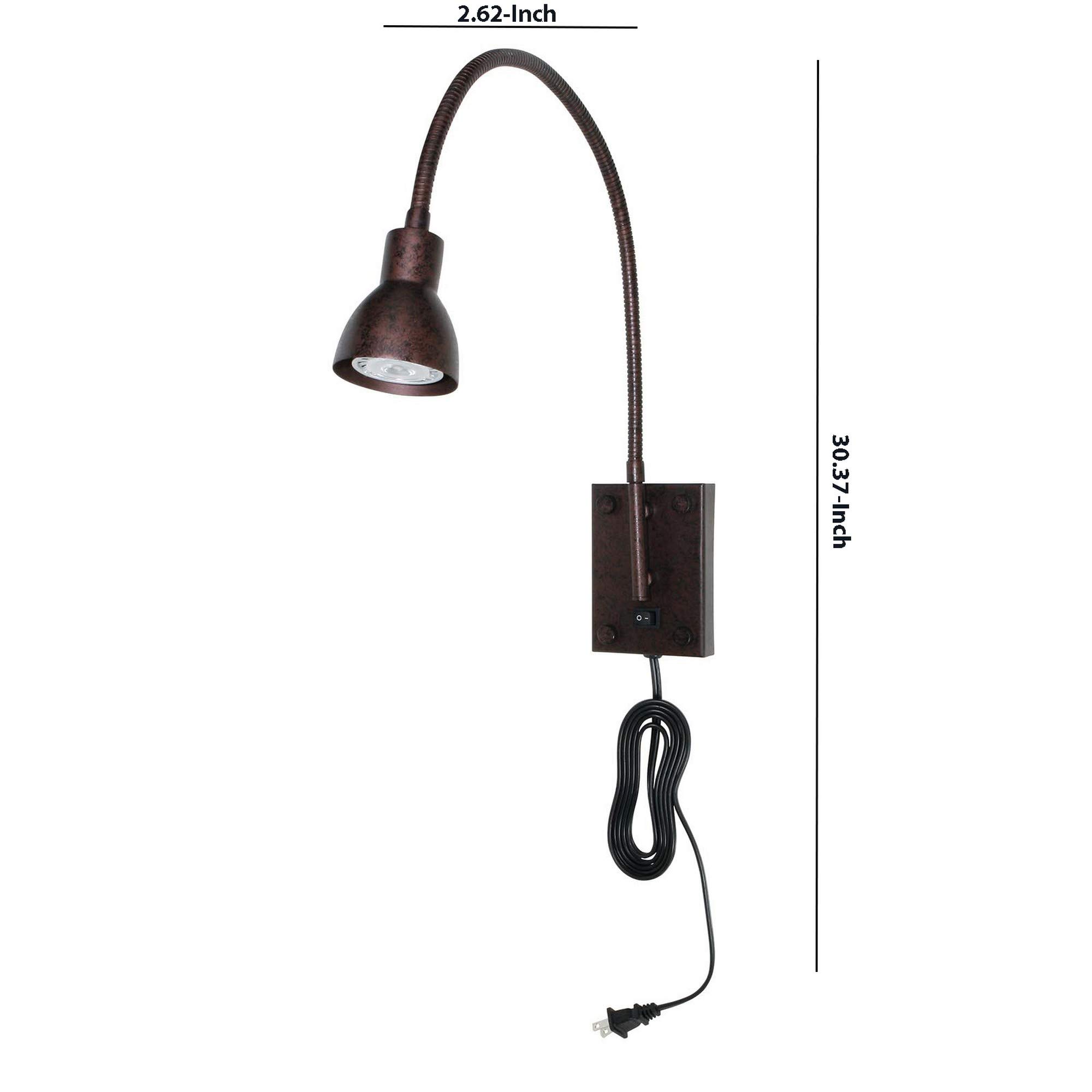 Benjara Bronze Metal Round Wall Reading Lamp with Plug-in Switch - Perfect for Bedroom, Living Room & Study Lighting
