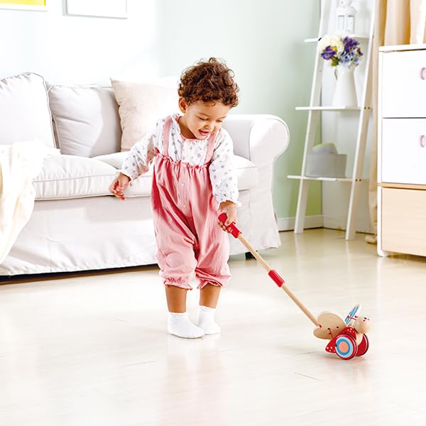 Hape Butterfly Wooden Push and Pull Toy - Toddler Learning & Walking Aid - Perfect for Indoor & Outdoor Playtime