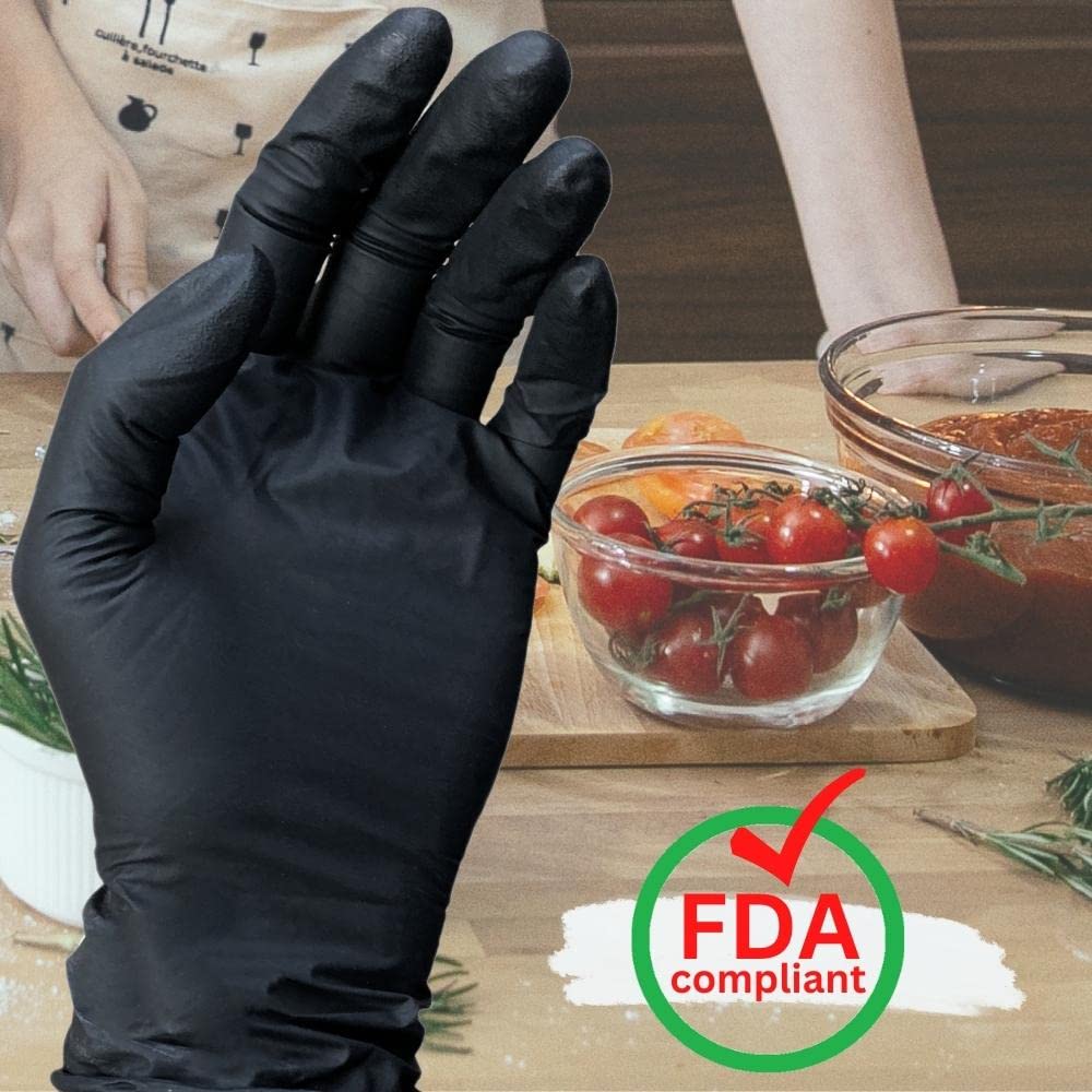 Premium Black Nitrile Gloves - Latex-Free, Powder-Free Disposable Gloves (Medium, 5 Mil, 2000 Pack) - Ideal for Medical, Food Service & Cleaning Professionals