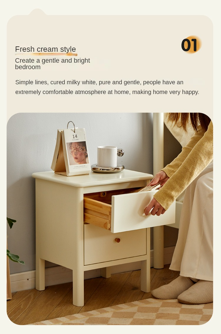 Premium White Beech Solid Wood Nightstand - Elegant Bedside Table for Bedroom, Guest Room & Nursery - Durable & Stylish Storage Solution