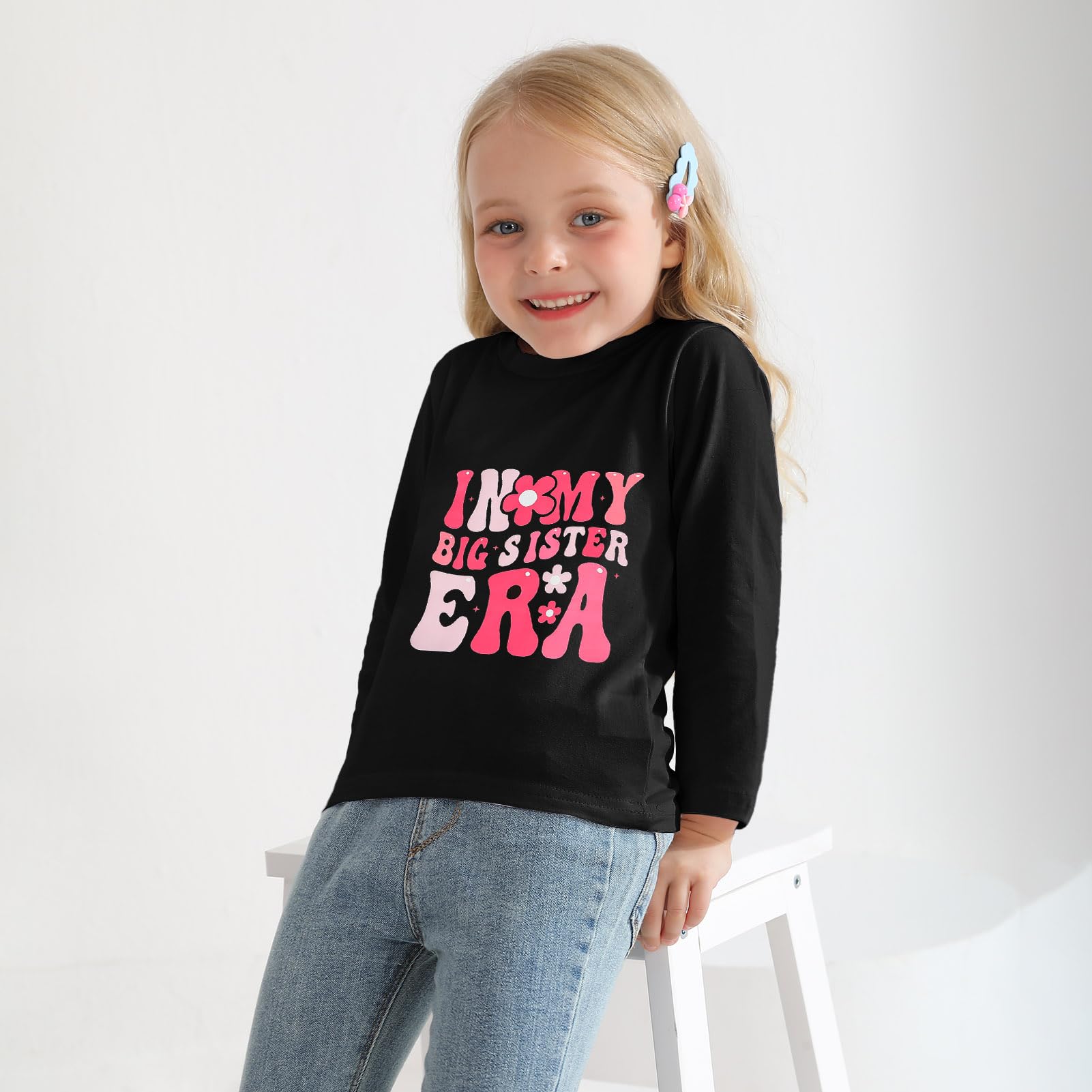Big Sister Shirt for Toddler Girls - Long Sleeve Top for Baby Announcement