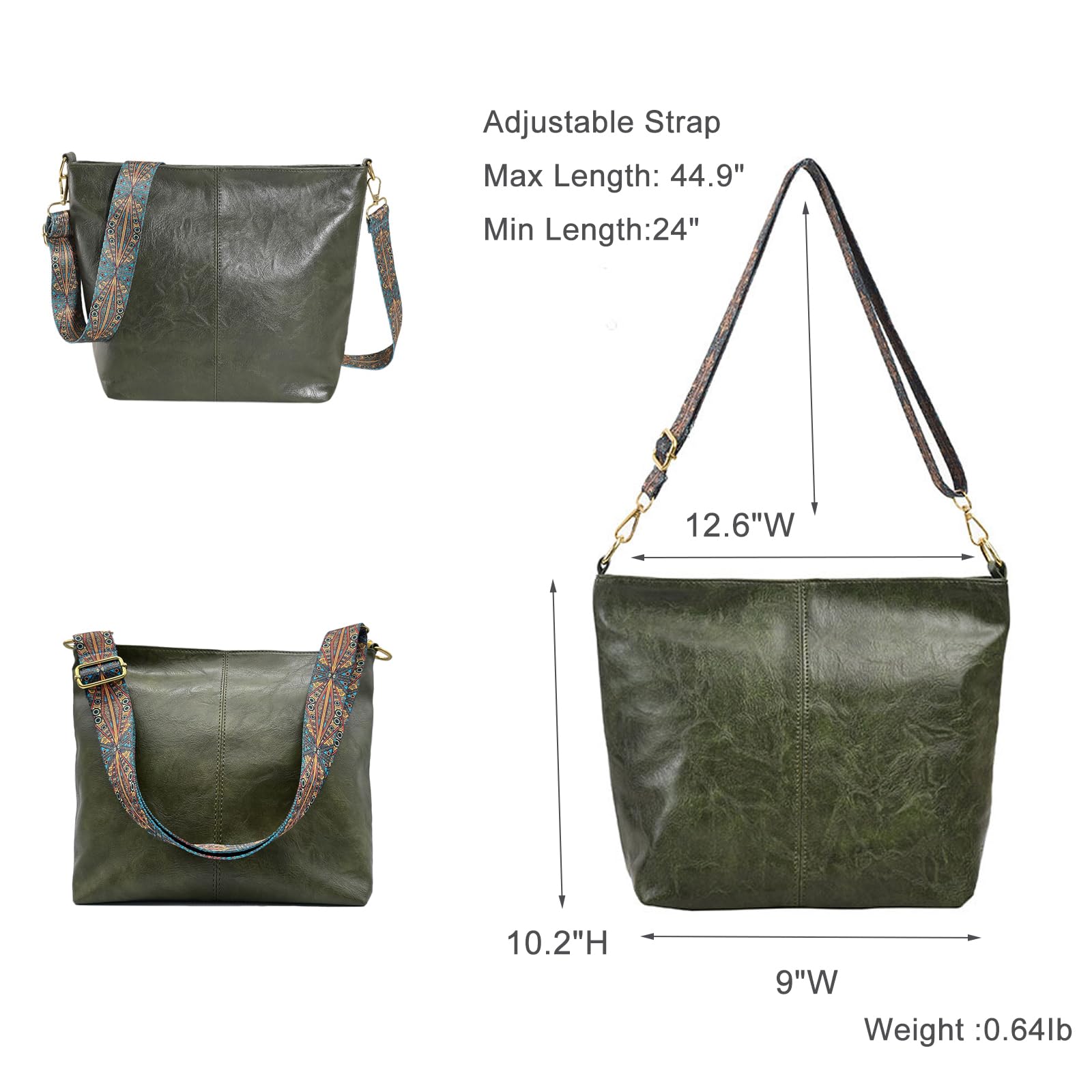 Stylish Vegan Leather Crossbody Hobo Bag with Guitar Strap & Zipper - Perfect for Women's Casual Outfits, Travel & Everyday Use