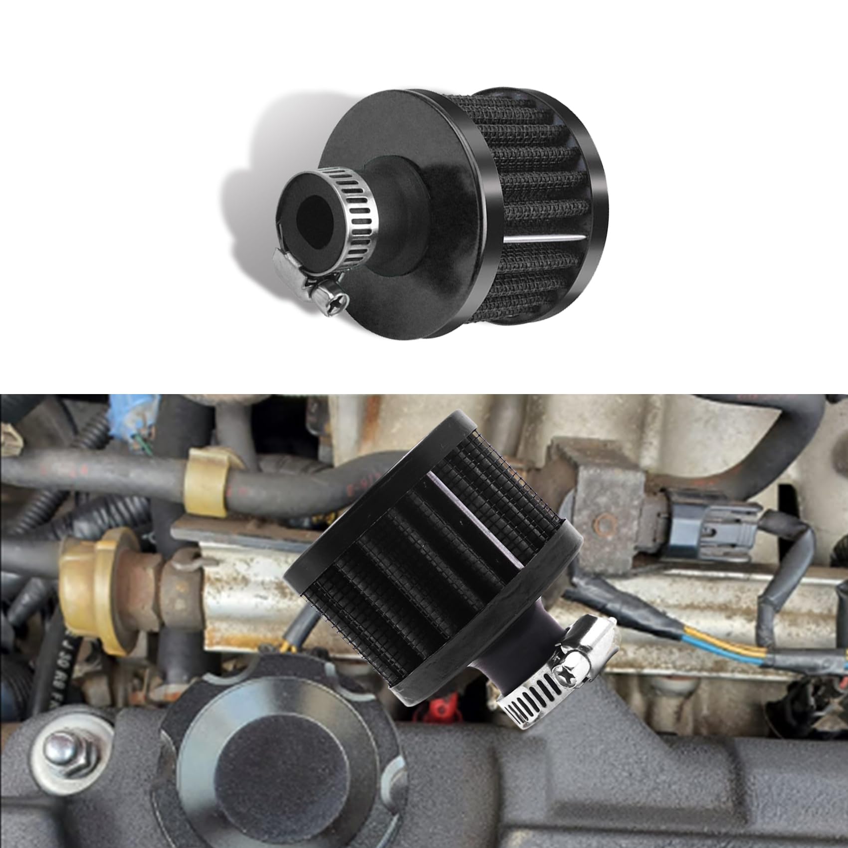 12mm Universal Air Intake Filter Breather for Small Engines & Turbos - High Performance Cold Air Cone Filter Compatible with Cars, Motorcycles & ATVs - Improves Engine Efficiency & Airflow (Great for Racing, Off-Road & Daily Driving)