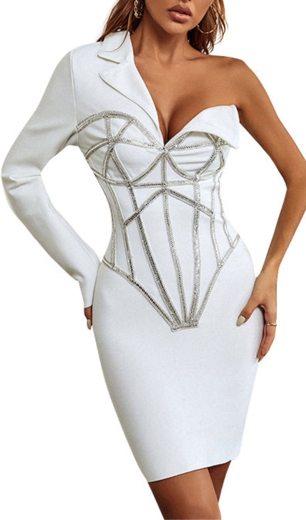 Elegant Asymmetrical One Shoulder White Dress for Women | Formal Evening Gown | Perfect for Weddings, Parties & Special Occasions